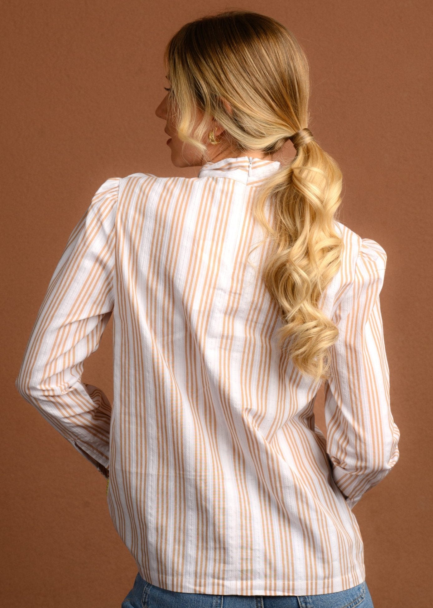 BLUSA EMI RAYAS BEIGE