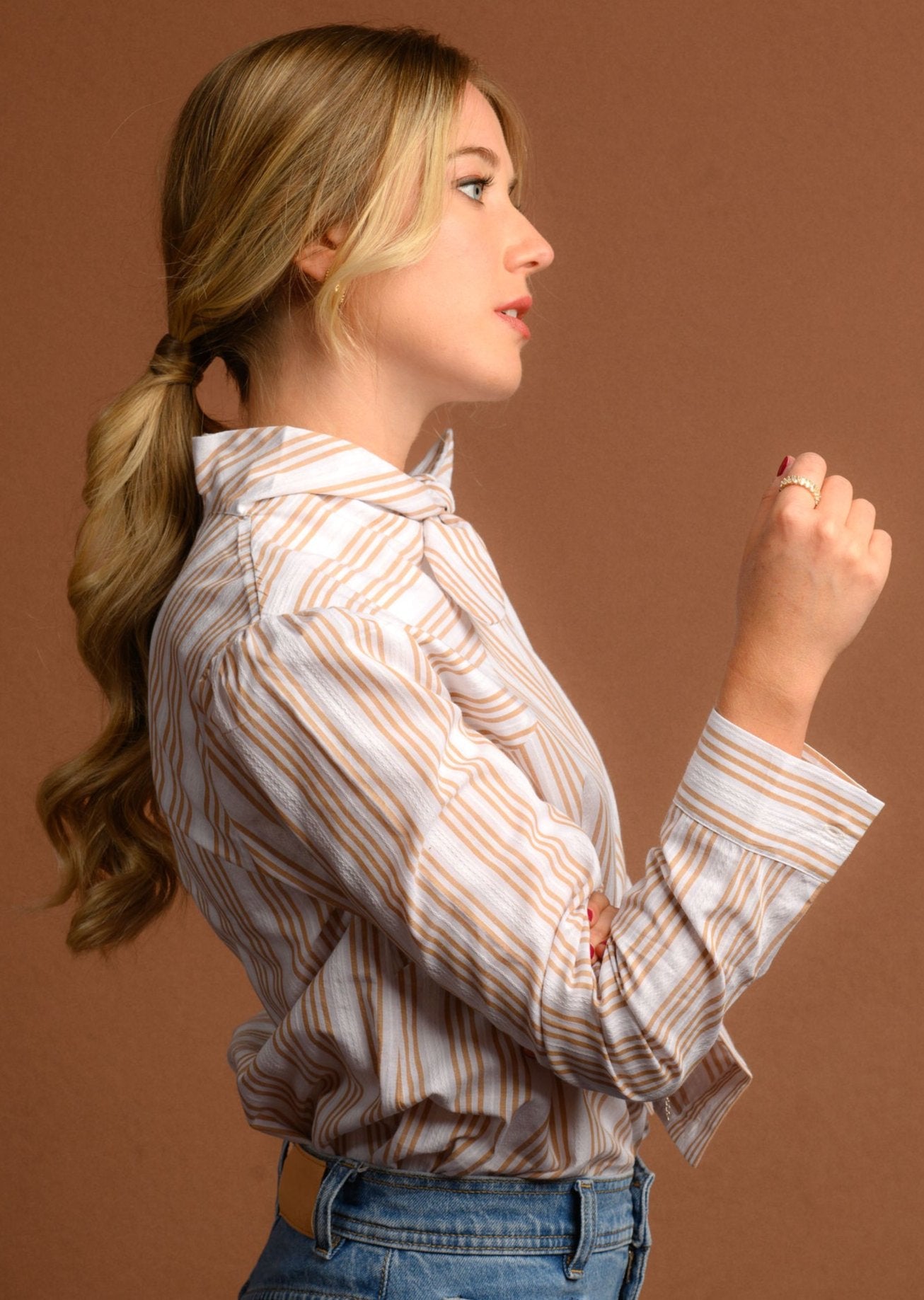 BLUSA EMI RAYAS BEIGE