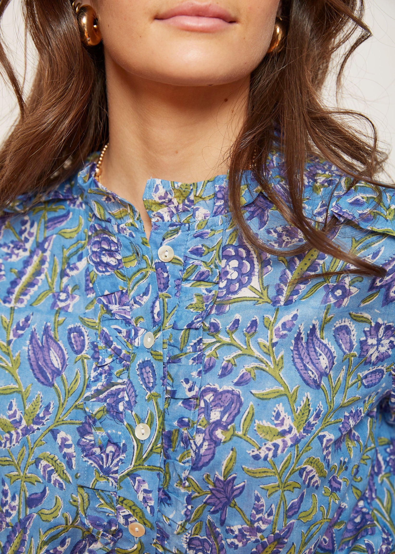Blusa Flores Azul