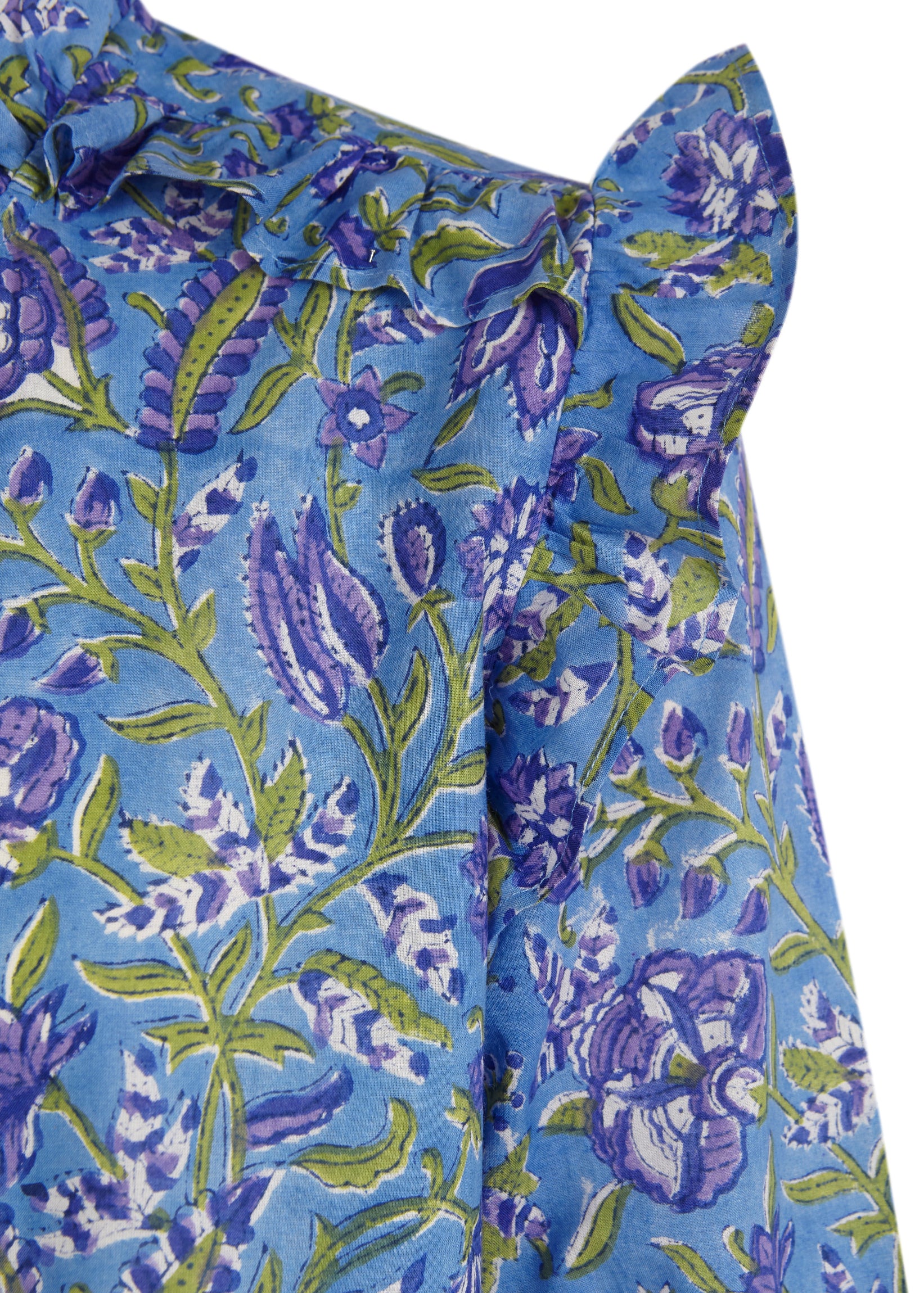 Camisa Vega azul flores volante
