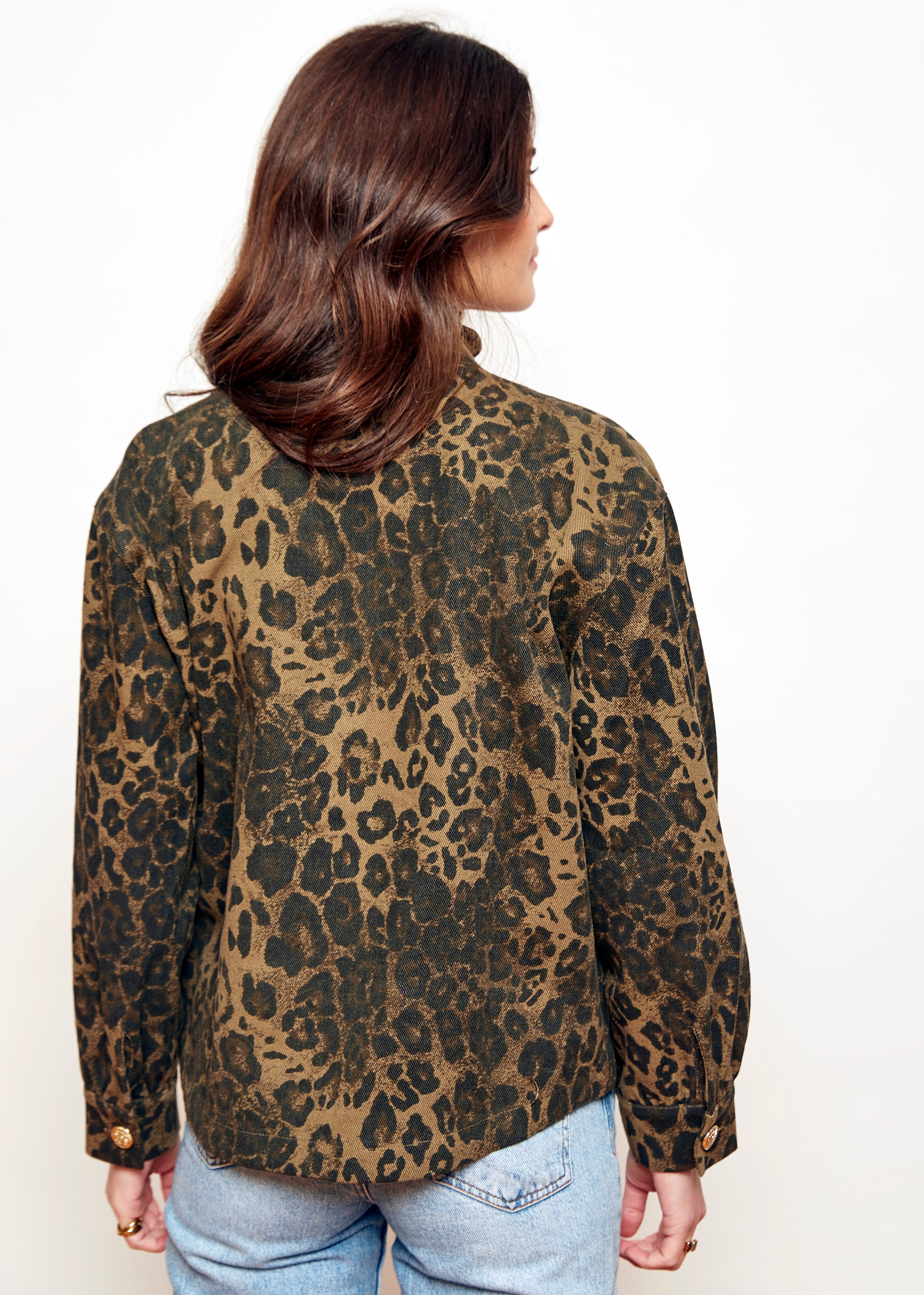 CHAQUETA ALGODÓN ESTAMPADO LEOPARDO