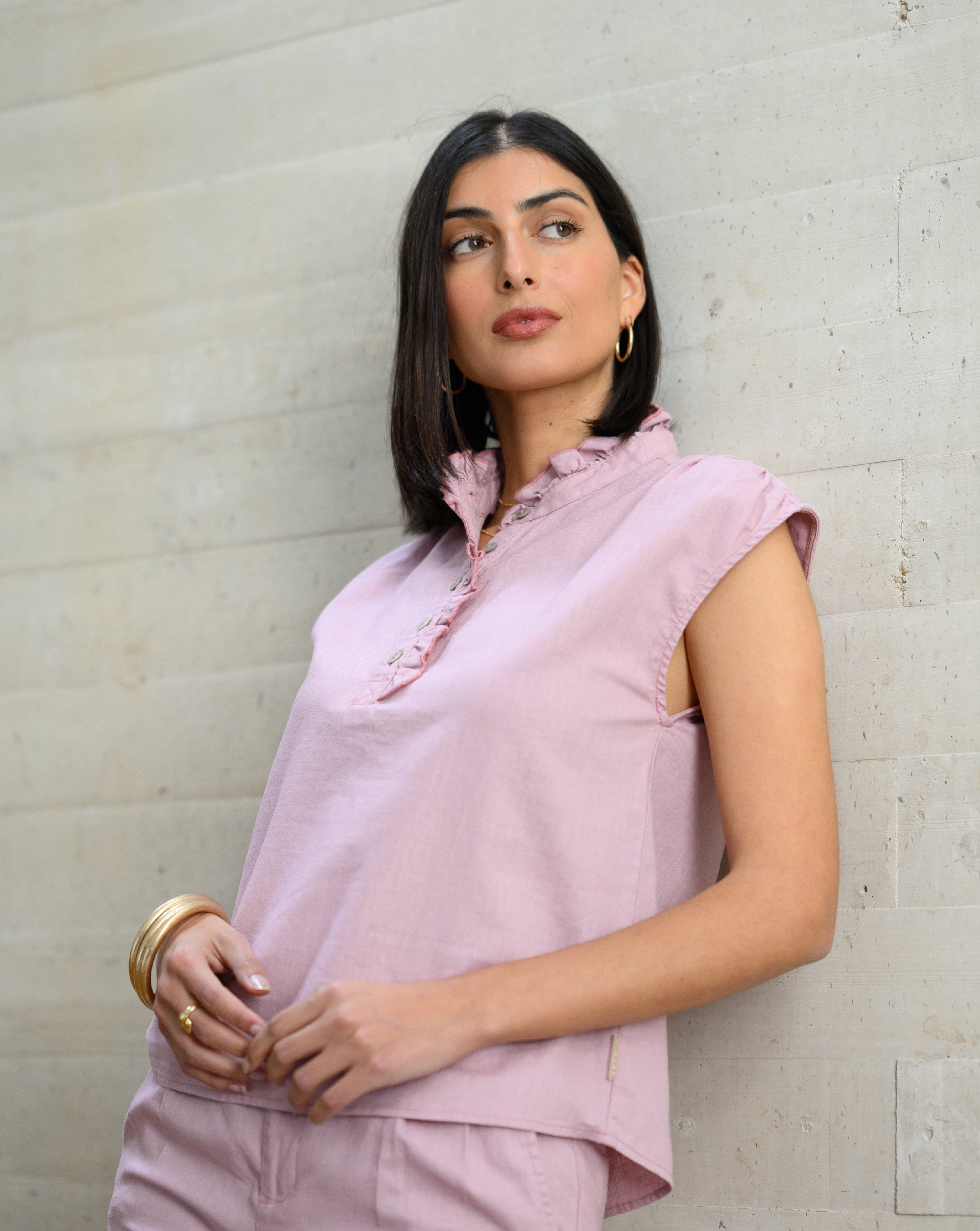 BLUSA MENORCA LINO ROSA