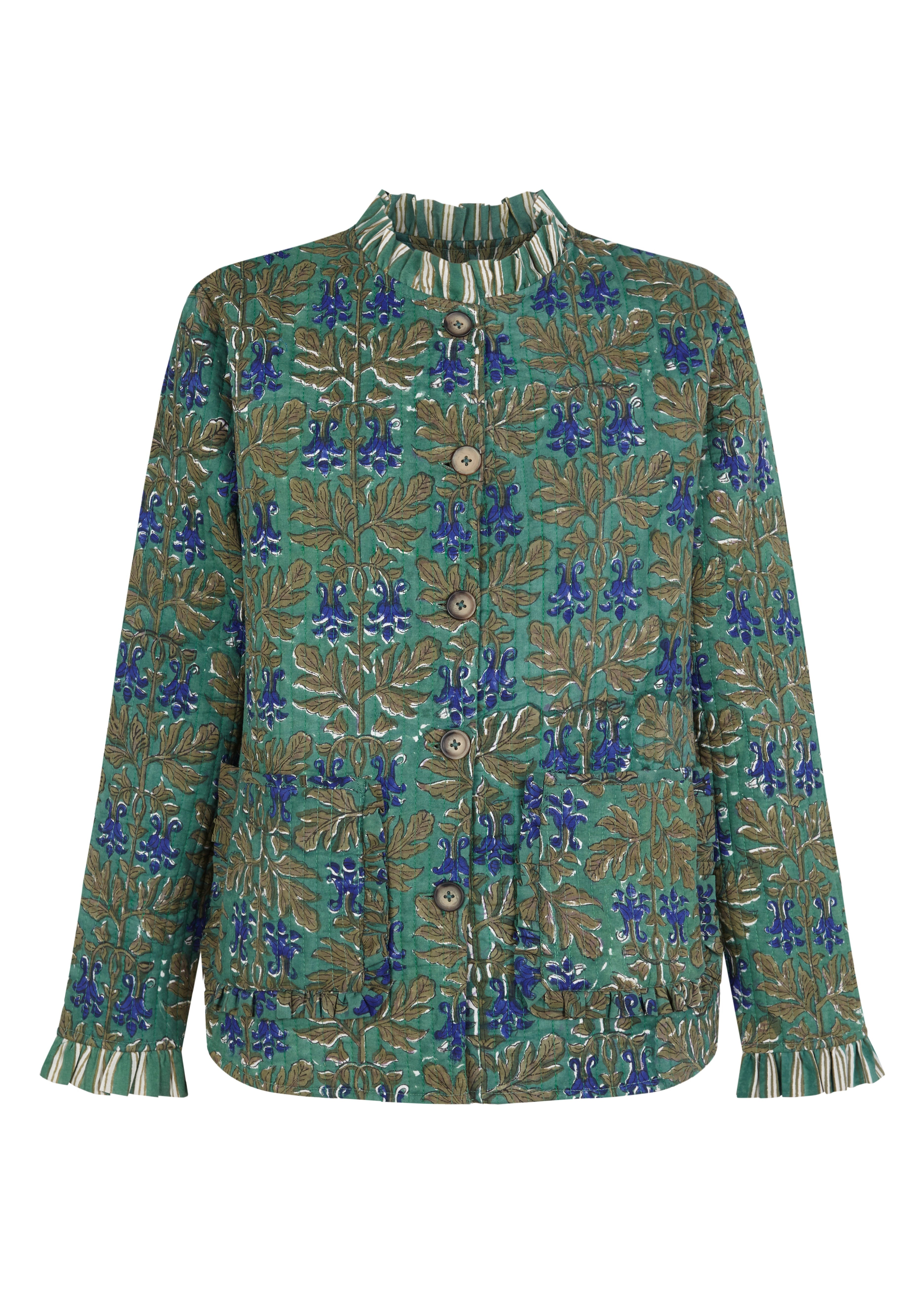 CHAQUETA FLORAL REVERSIBLE VERDE