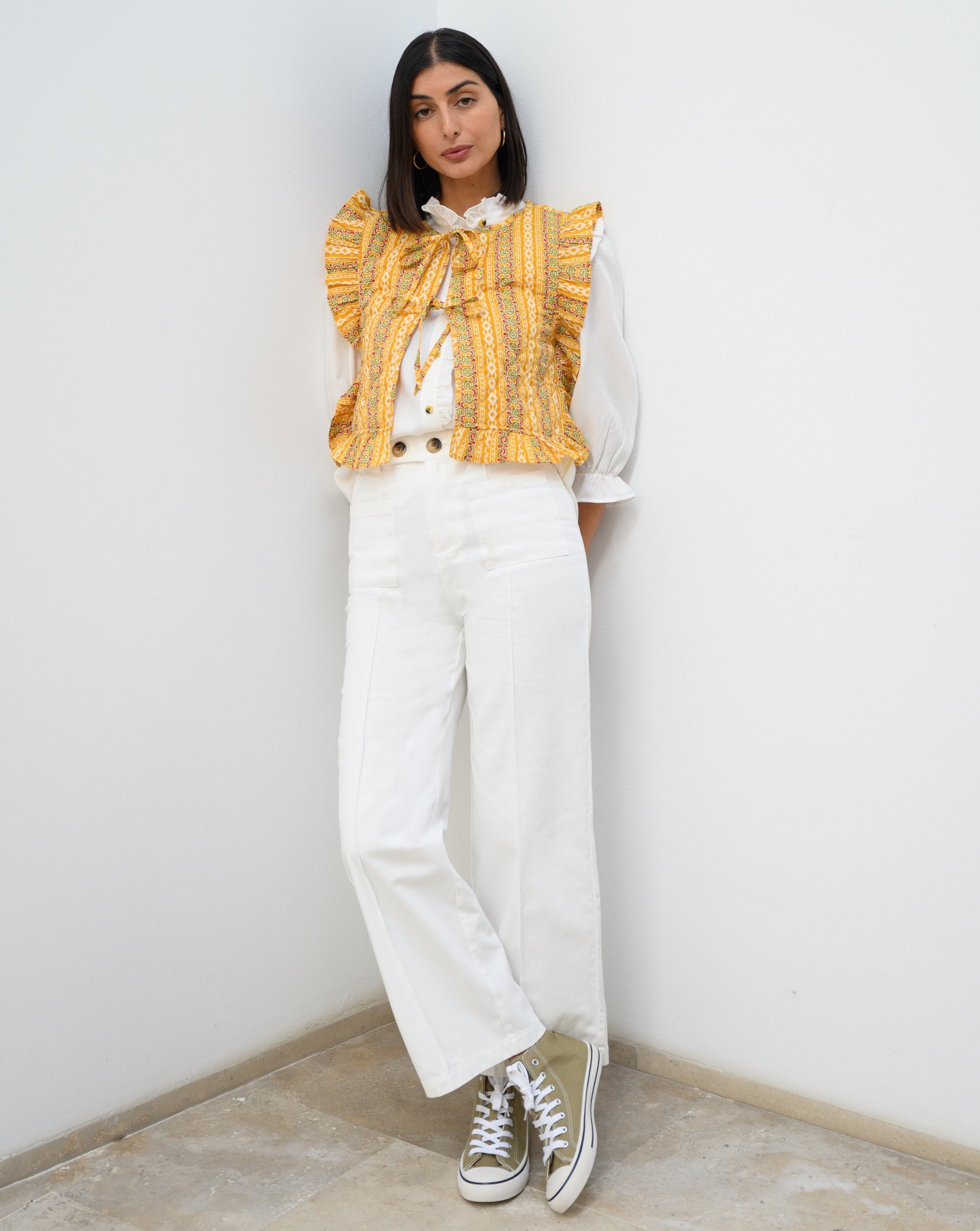 PANTALÓN BOLSILLOS DENIM BLANCO