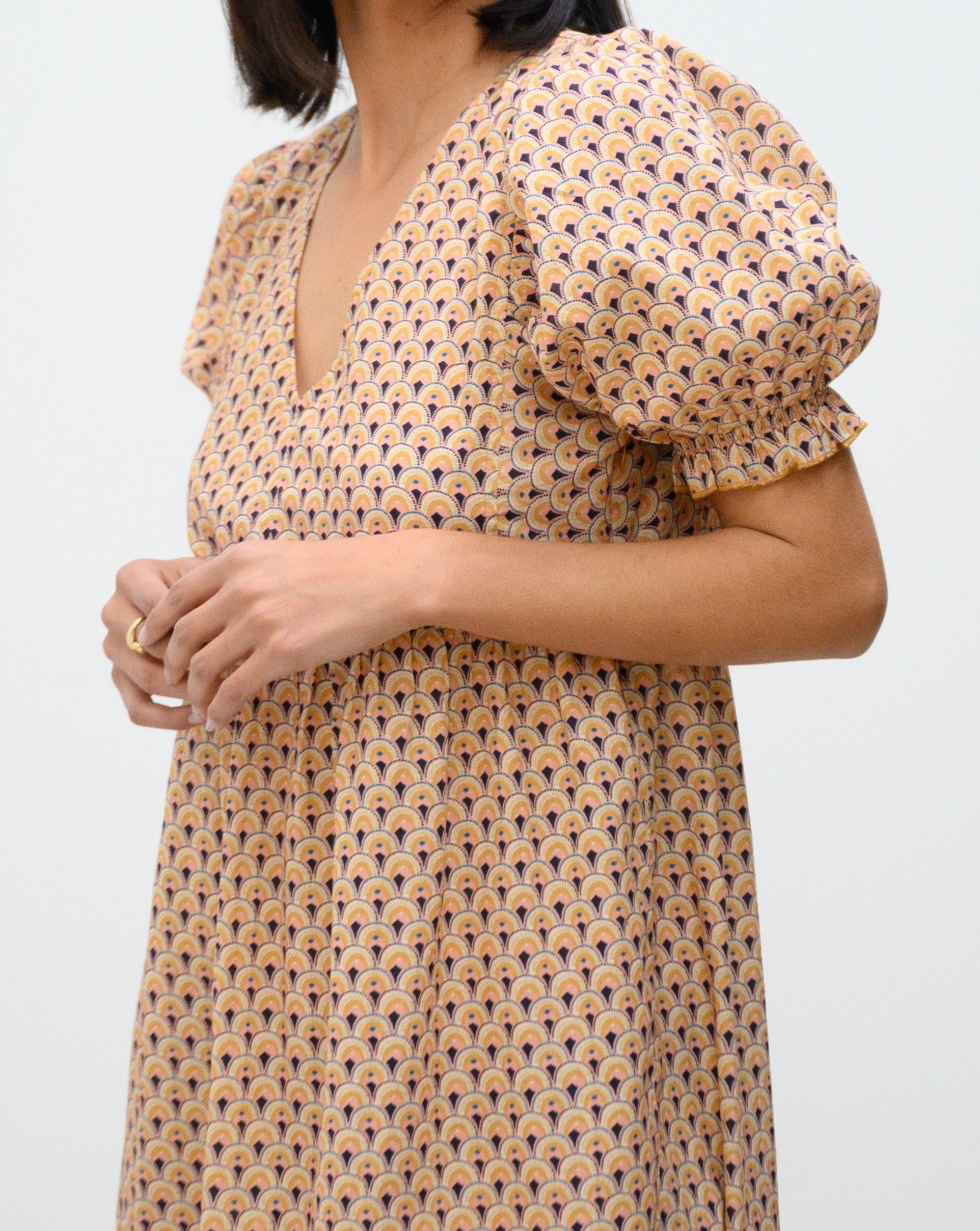 VESTIDO MIDI ALGODÓN MOSAICO