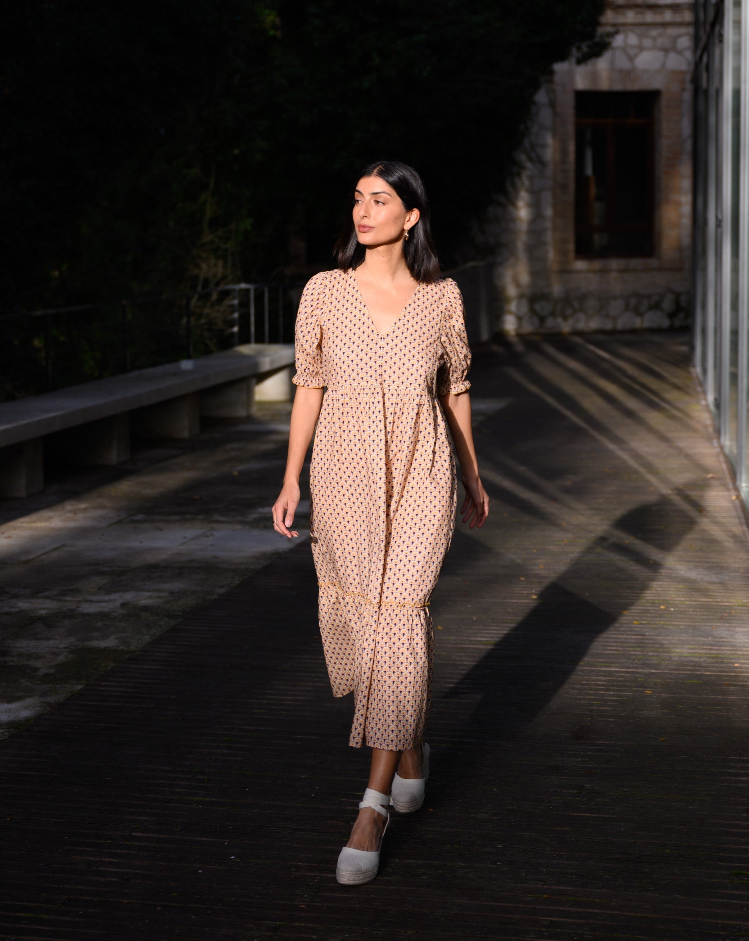 VESTIDO MIDI ALGODÓN MOSAICO
