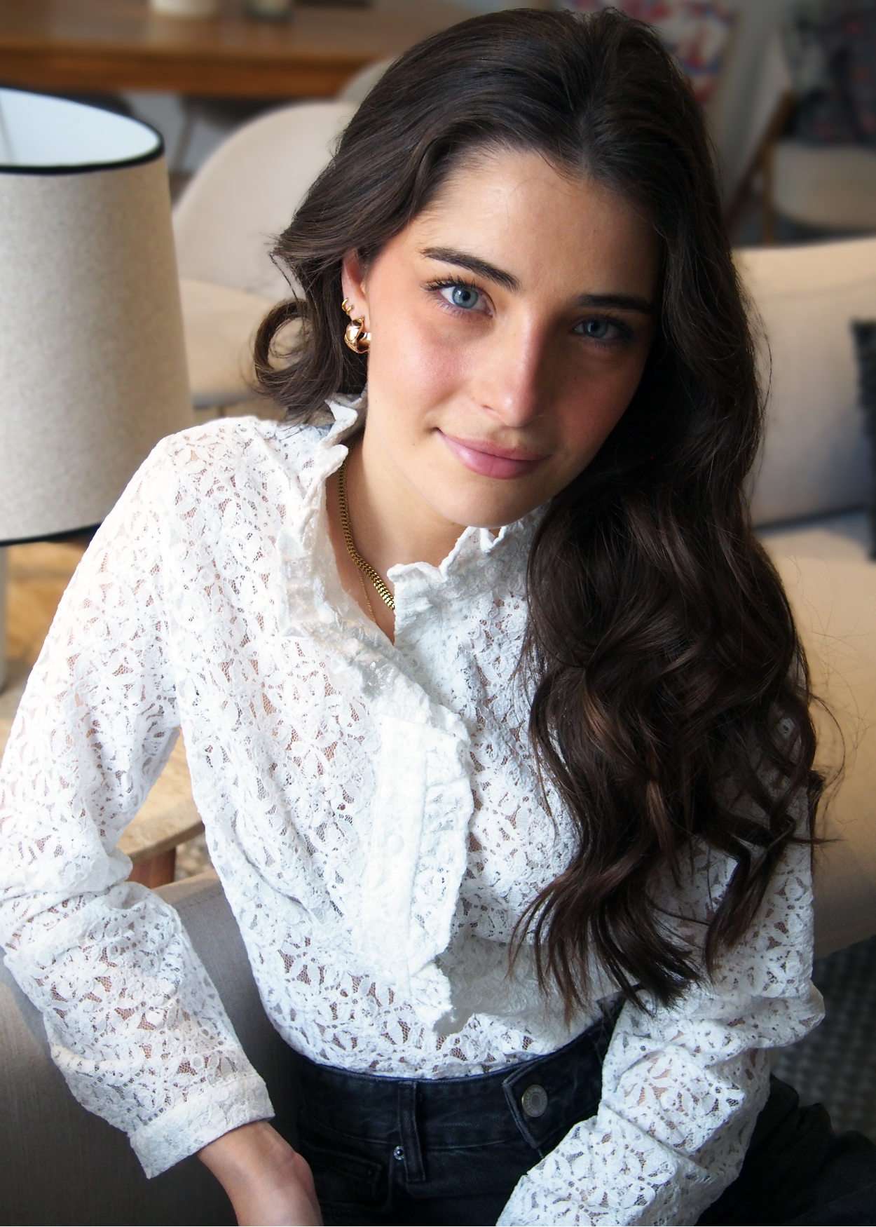 blusa blanca encaje blanco