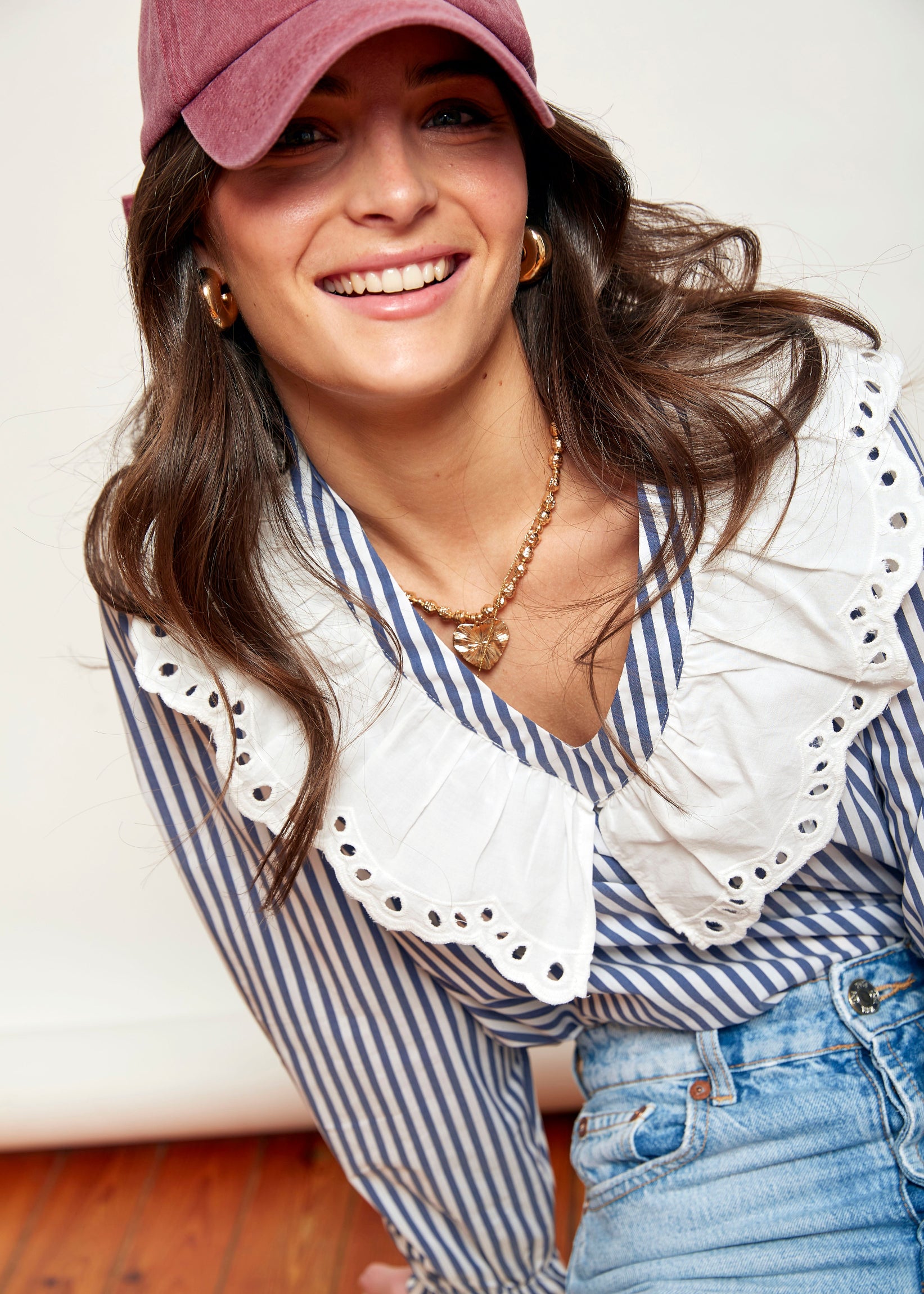 blusa rayas azul cuello