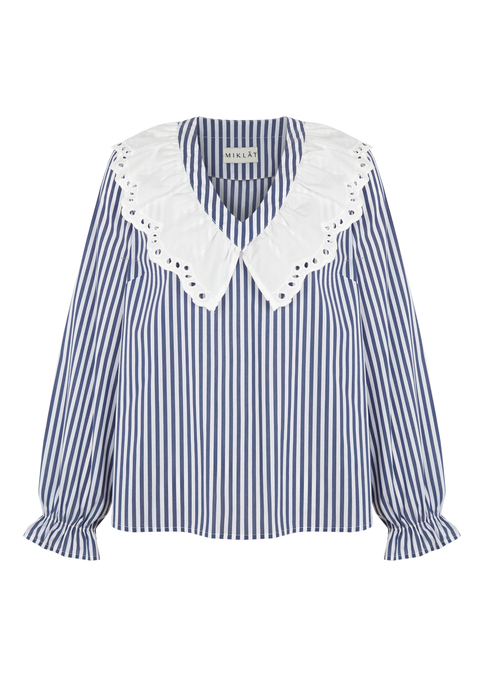 blusa rayas cuello blanco