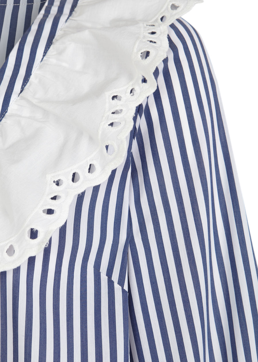 blusa rayas cuello blanco puntilla