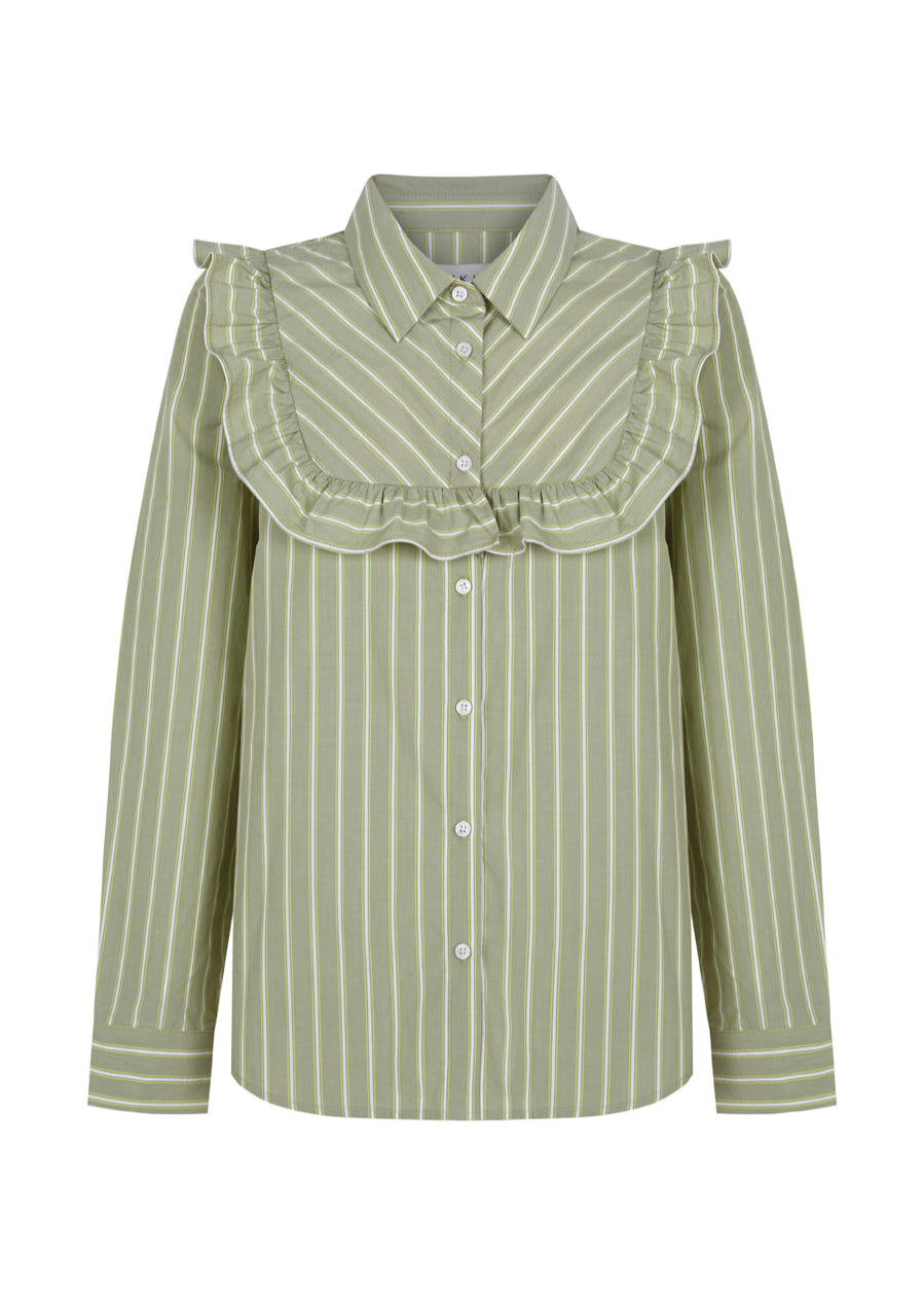 blusa rayas tejidas verdes volante