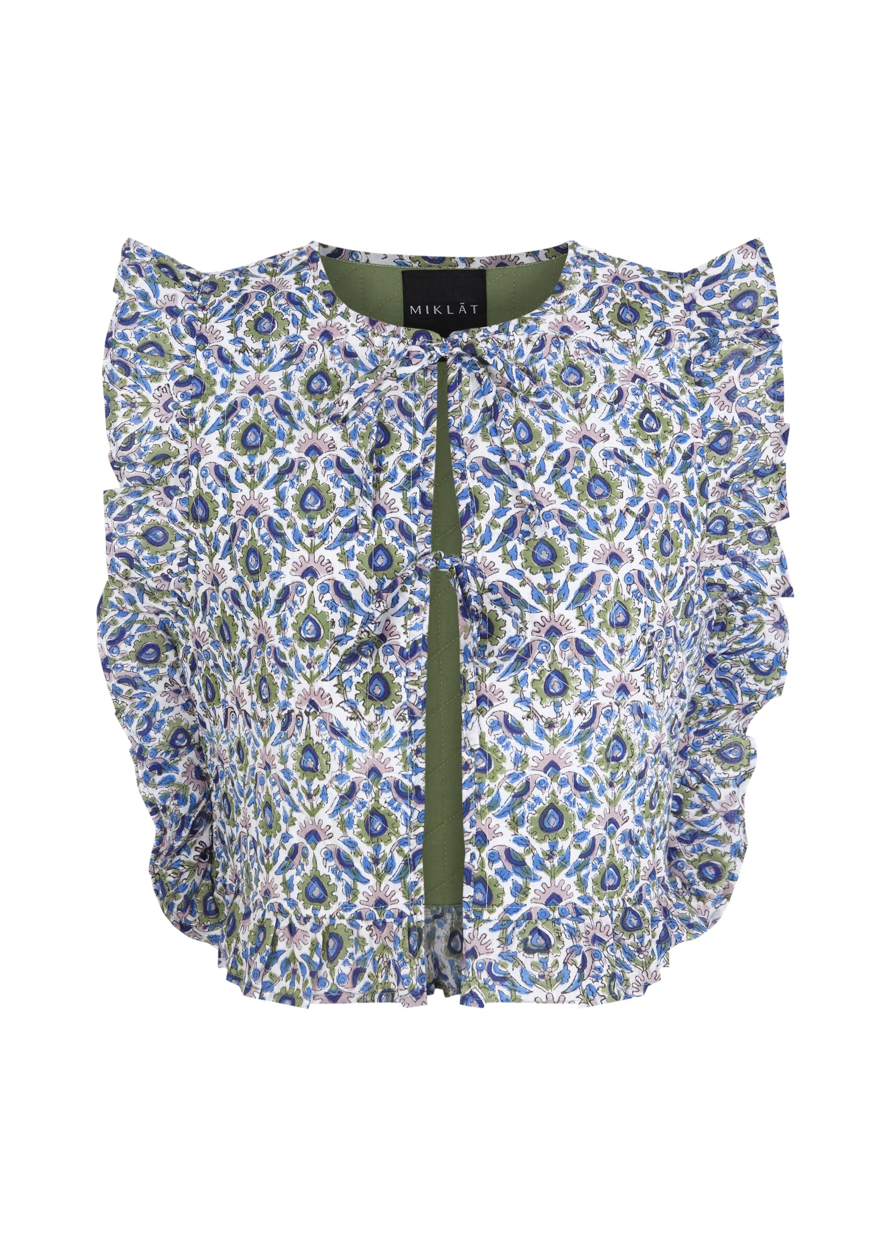 chaleco acolchado motivos verde algodon