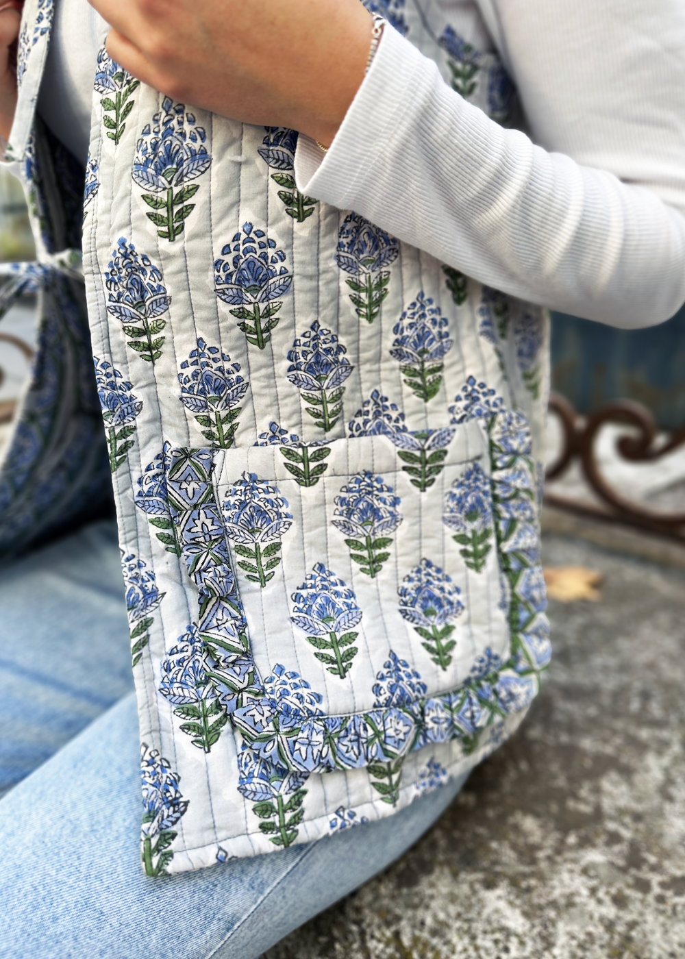 chaleco estampado largo motivos