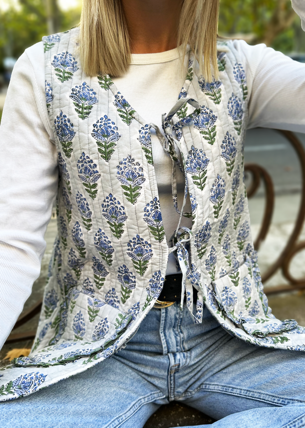 chaleco largo reversible lazos