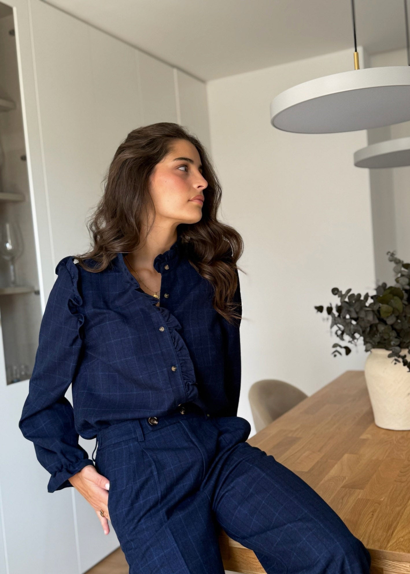 blusa plaid cuadros azules