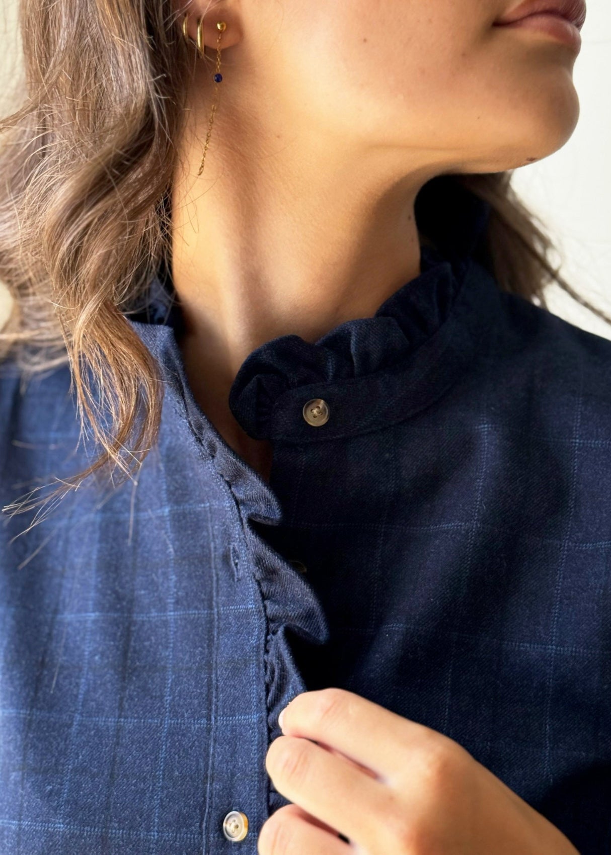 cuello blusa plaid cuadros