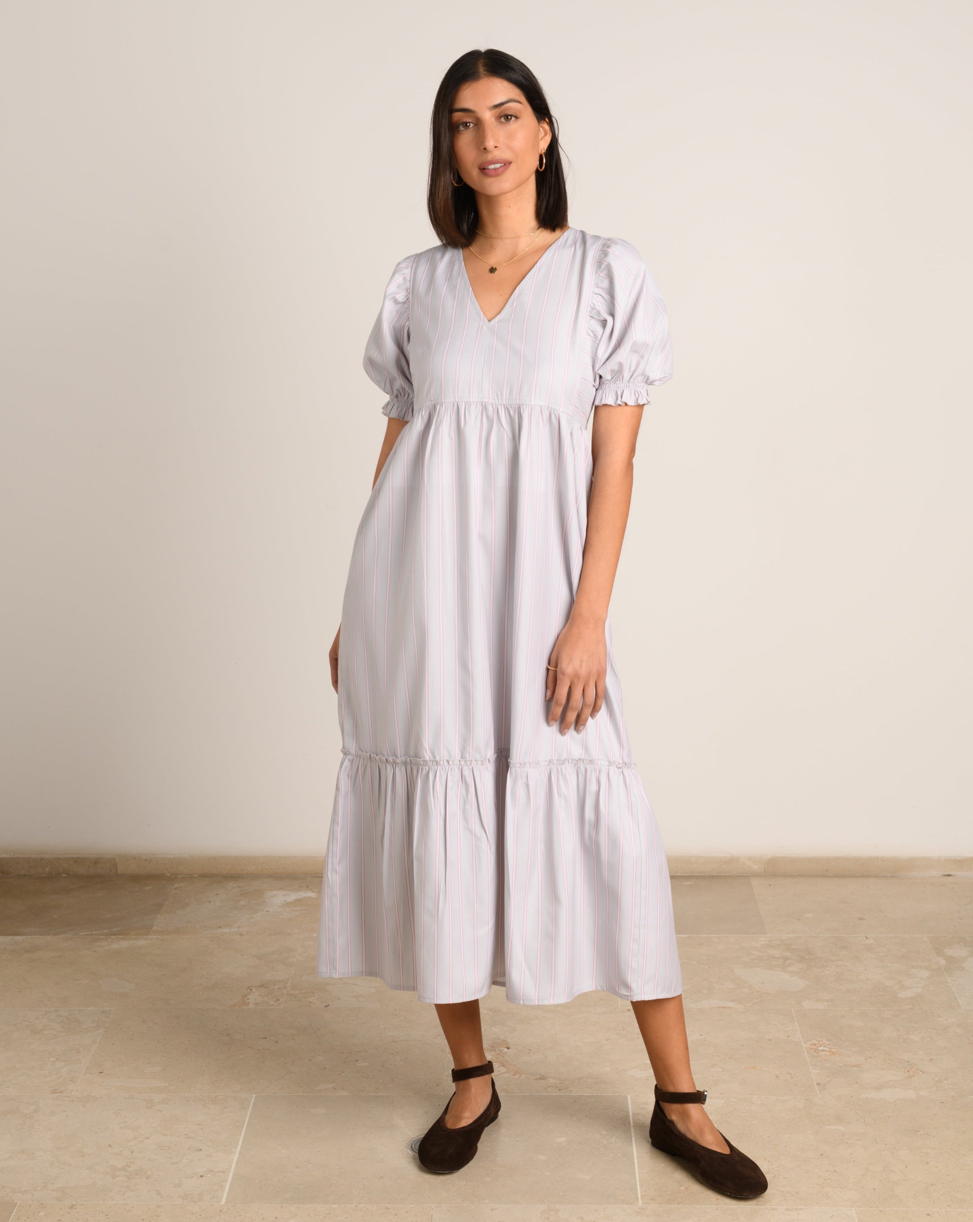 VESTIDO MIDI ALGODÓN RAYAS