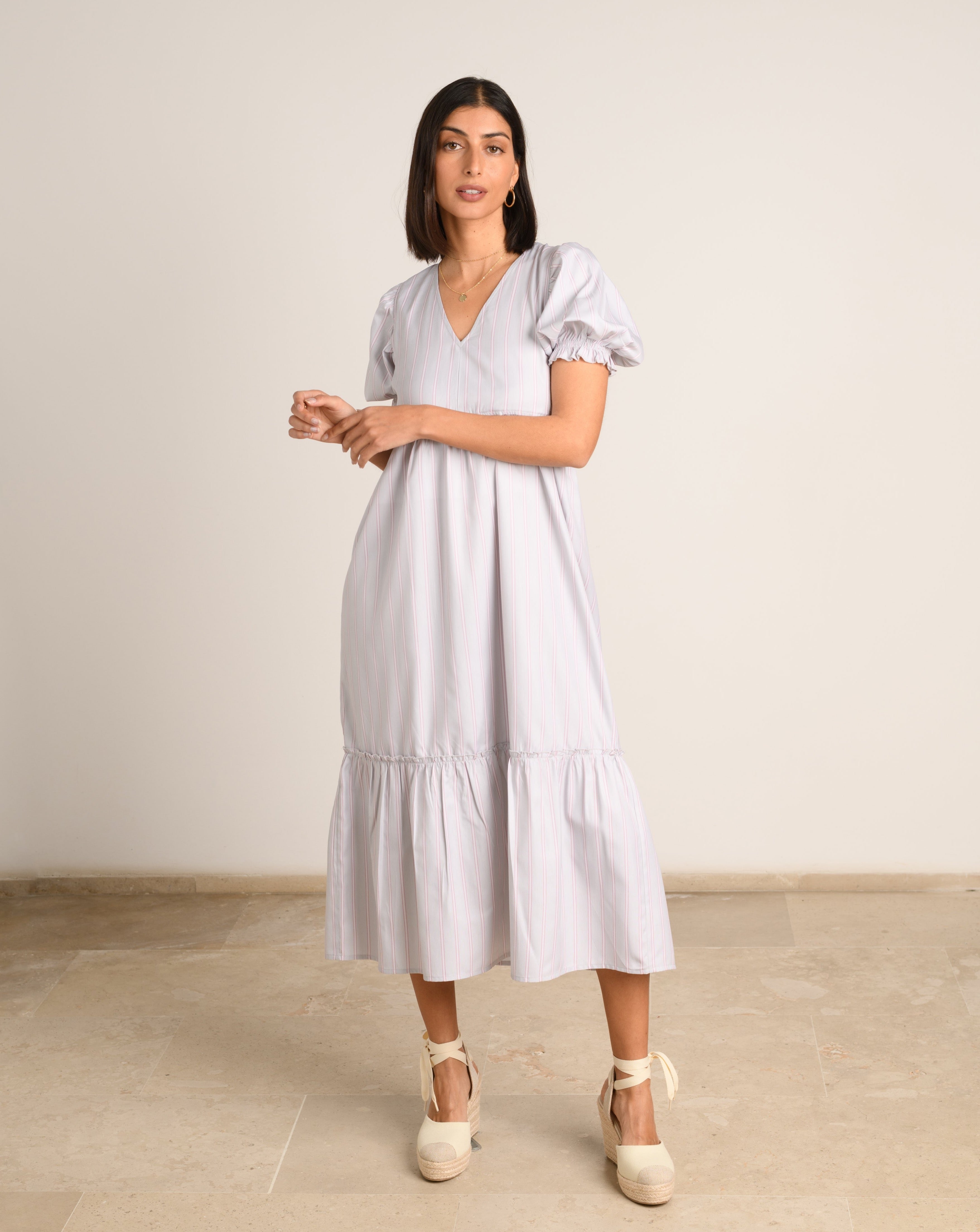 VESTIDO MIDI ALGODÓN RAYAS