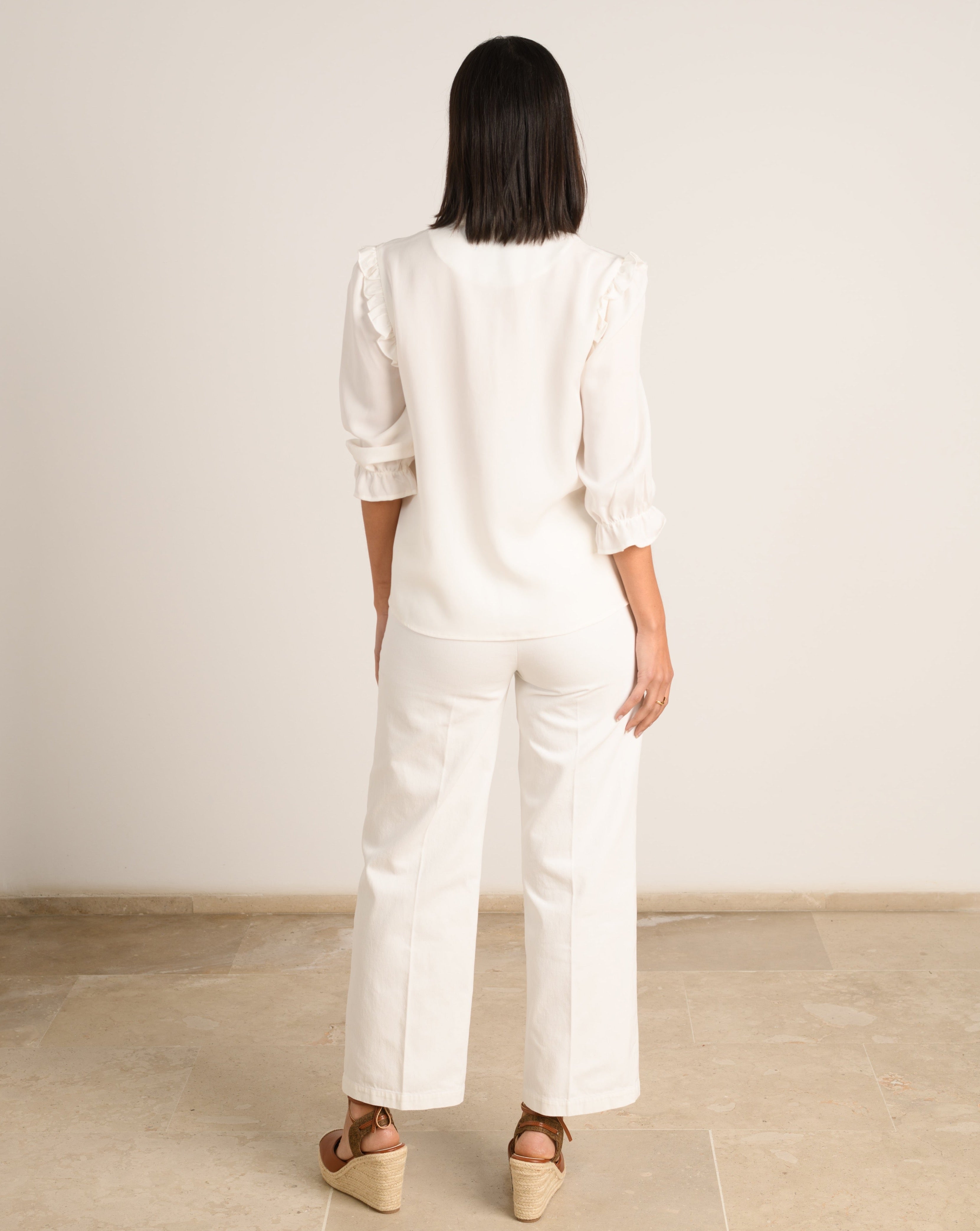 PANTALÓN BOLSILLOS DENIM BLANCO