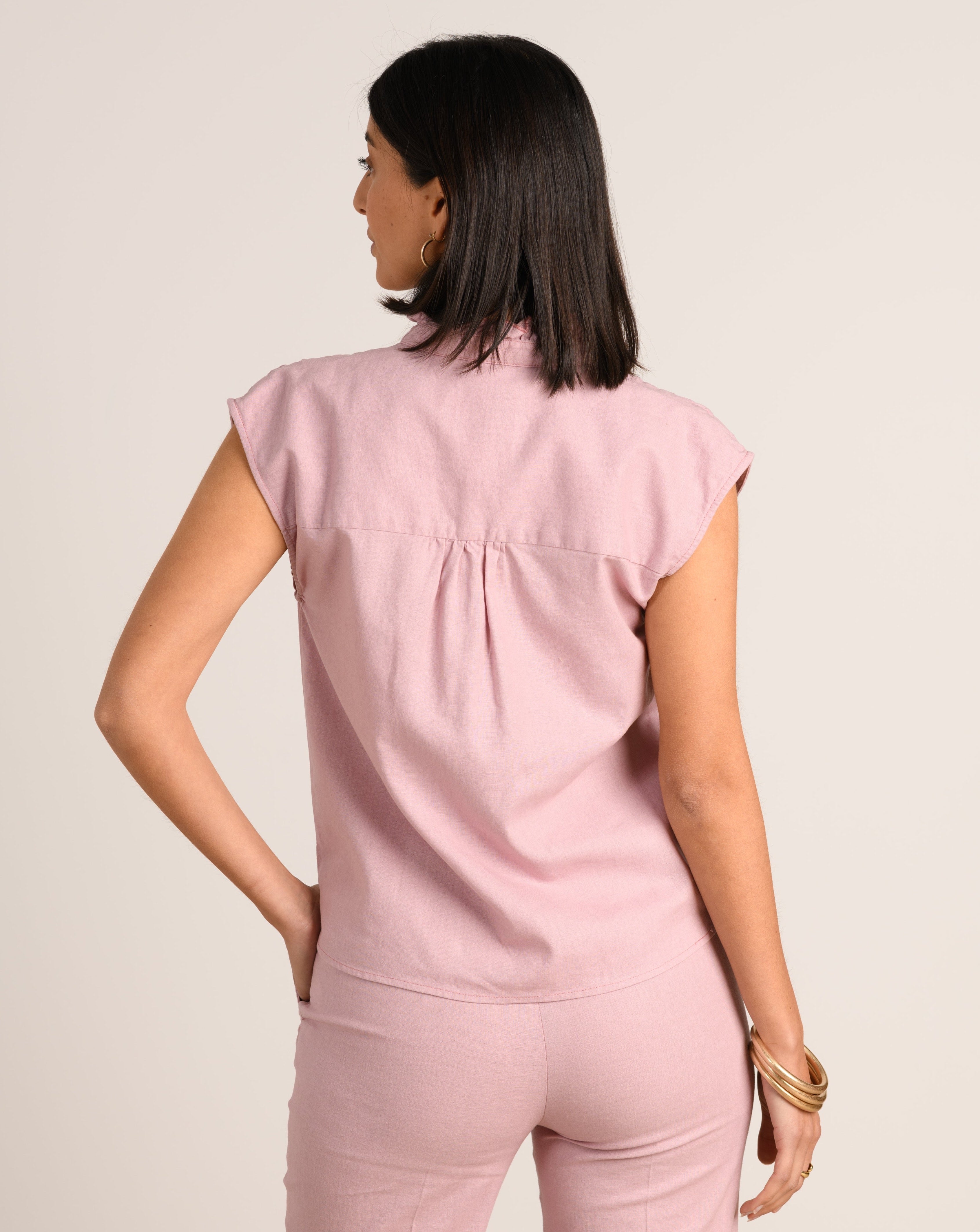 BLUSA MENORCA LINO ROSA