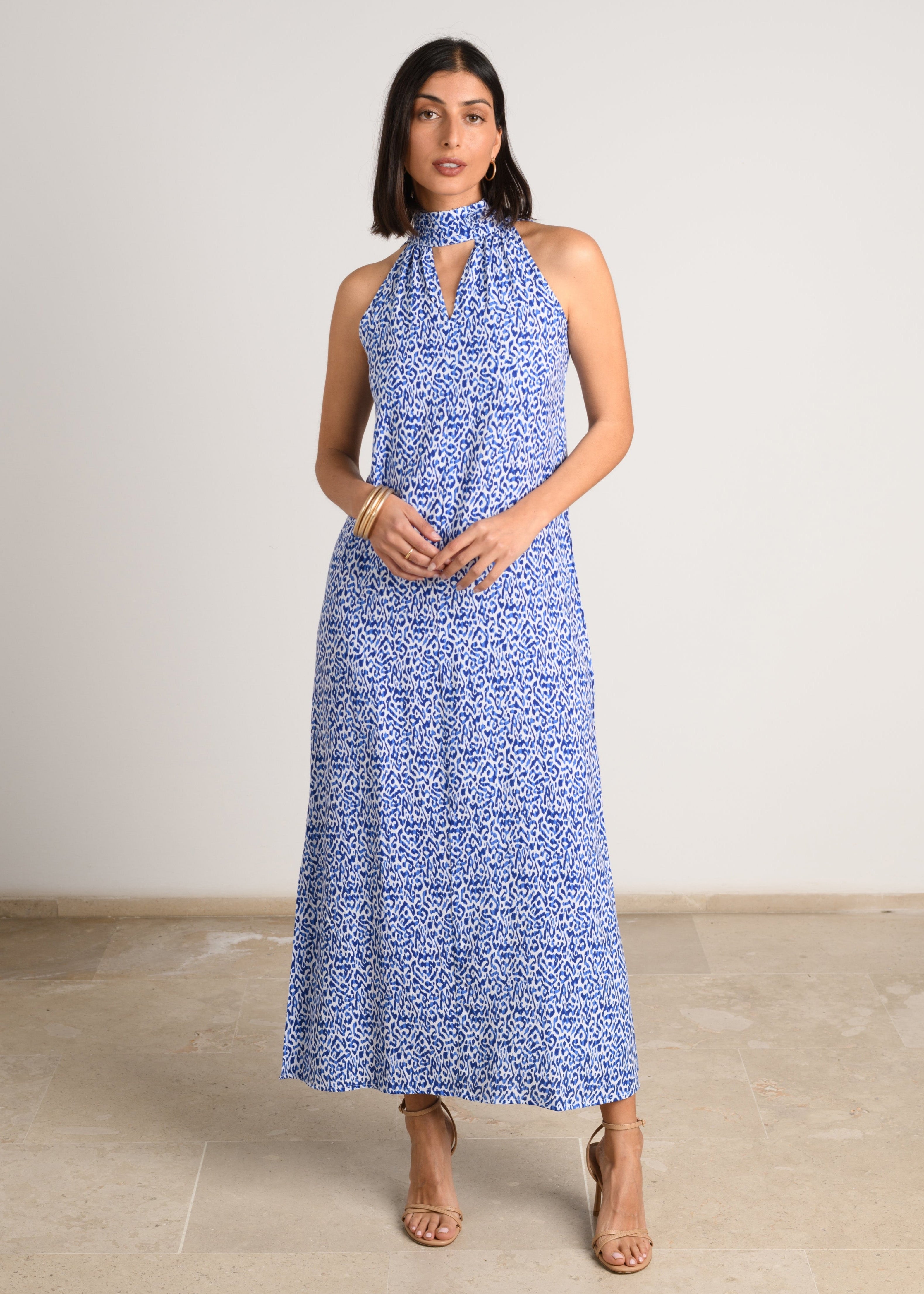 VESTIDO CALA HALTER AZUL