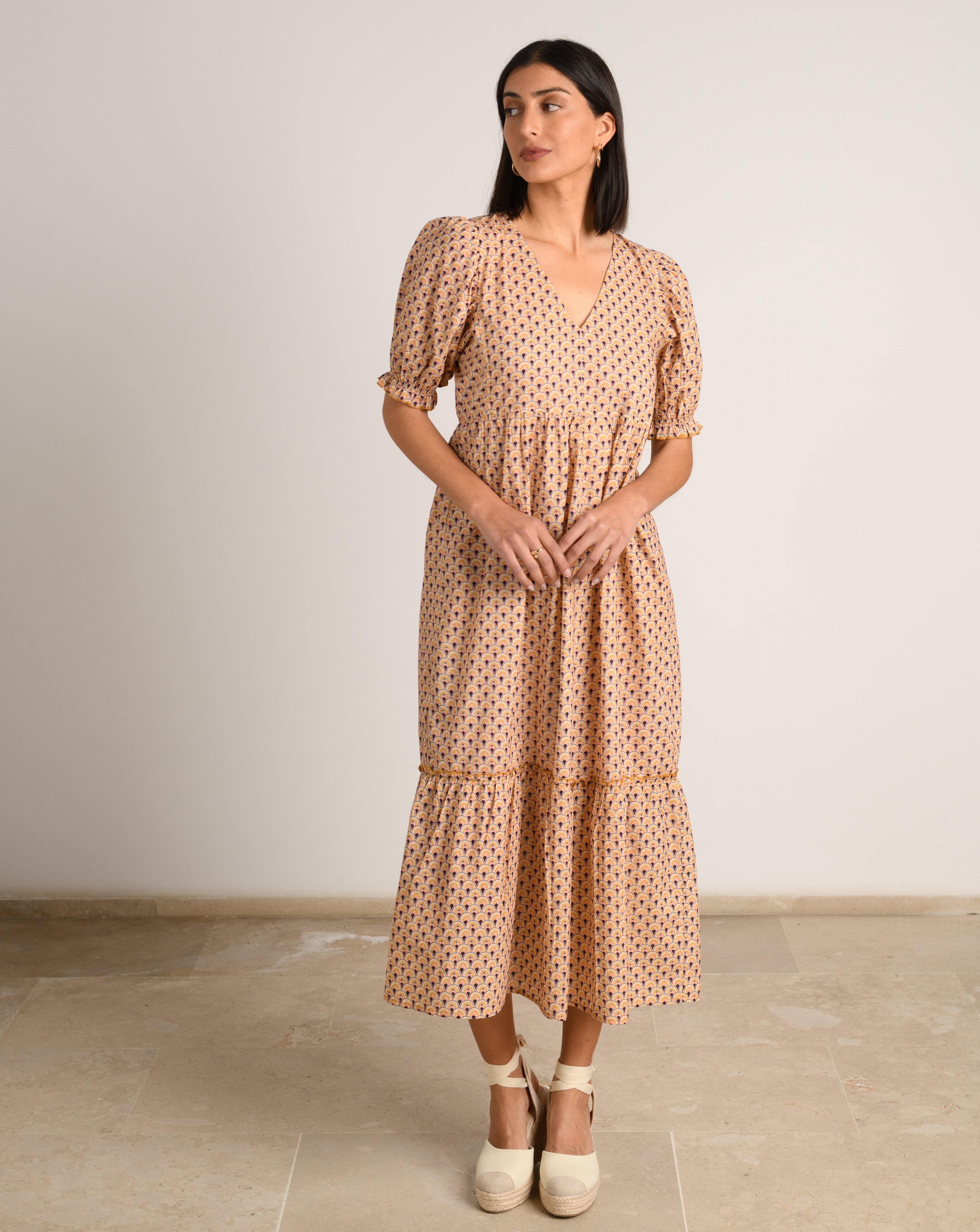 VESTIDO MIDI ALGODÓN MOSAICO