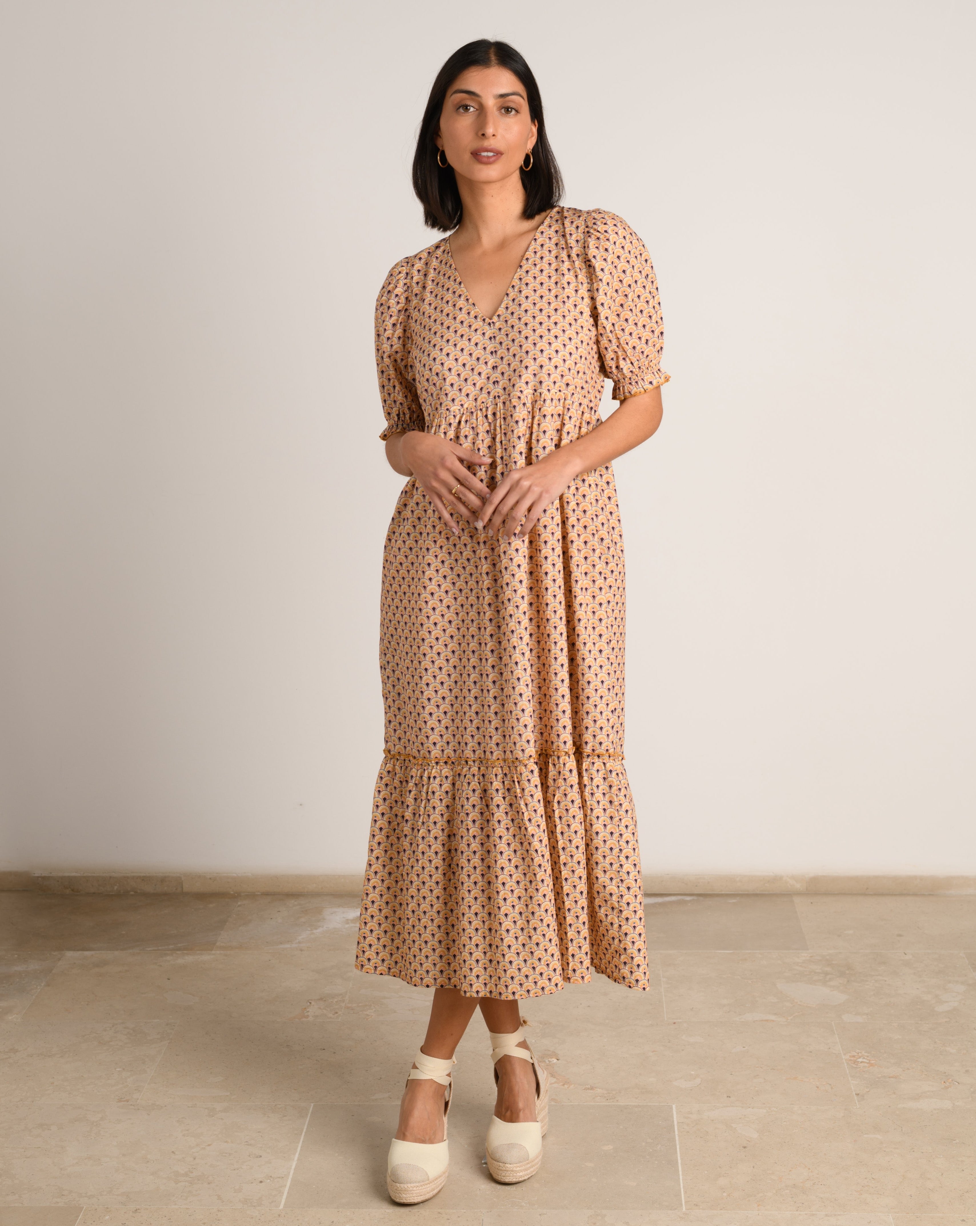 VESTIDO MIDI ALGODÓN MOSAICO