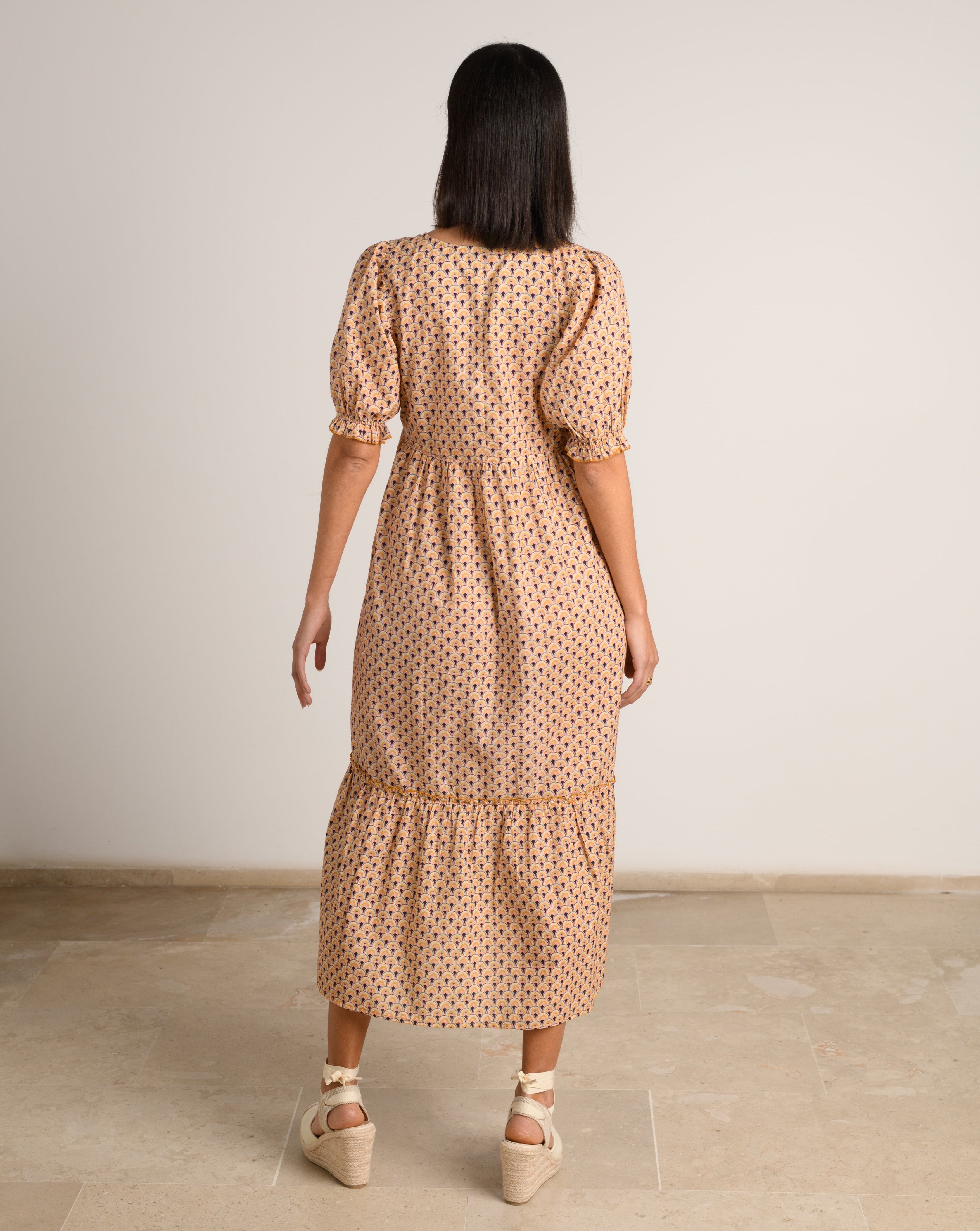 VESTIDO MIDI ALGODÓN MOSAICO