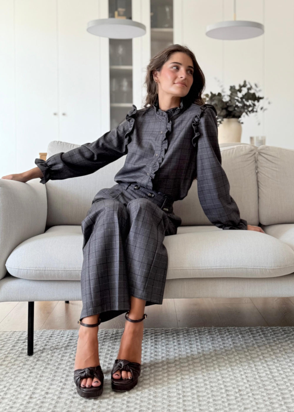 pantalon cuadros grises vestir