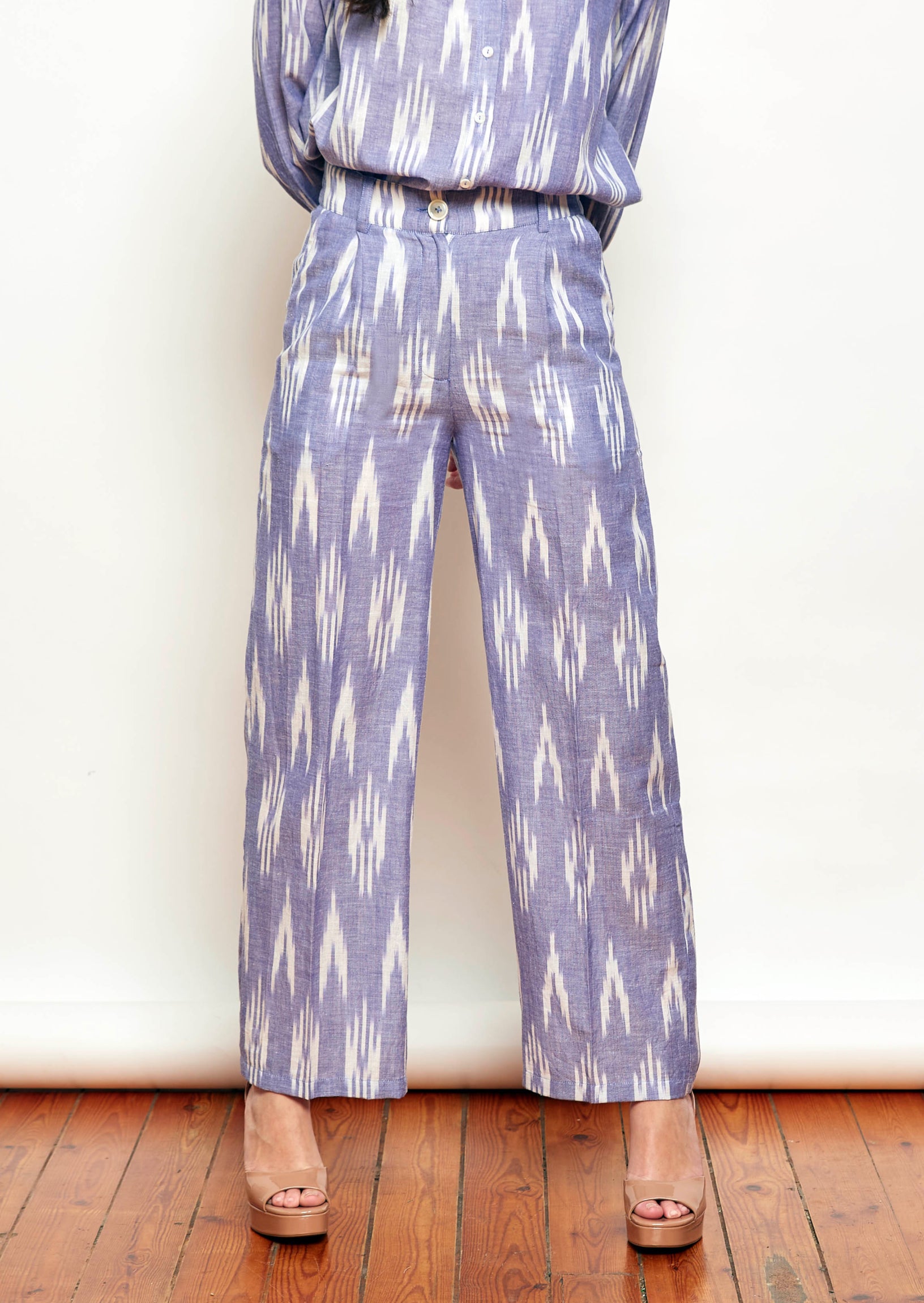 pantalón étnico azul recto