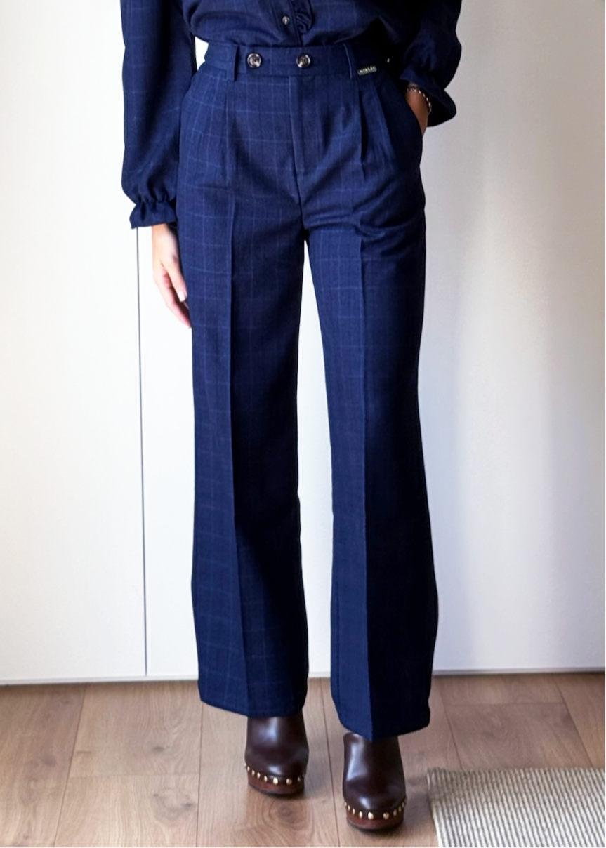 pantalon plaid azul marino