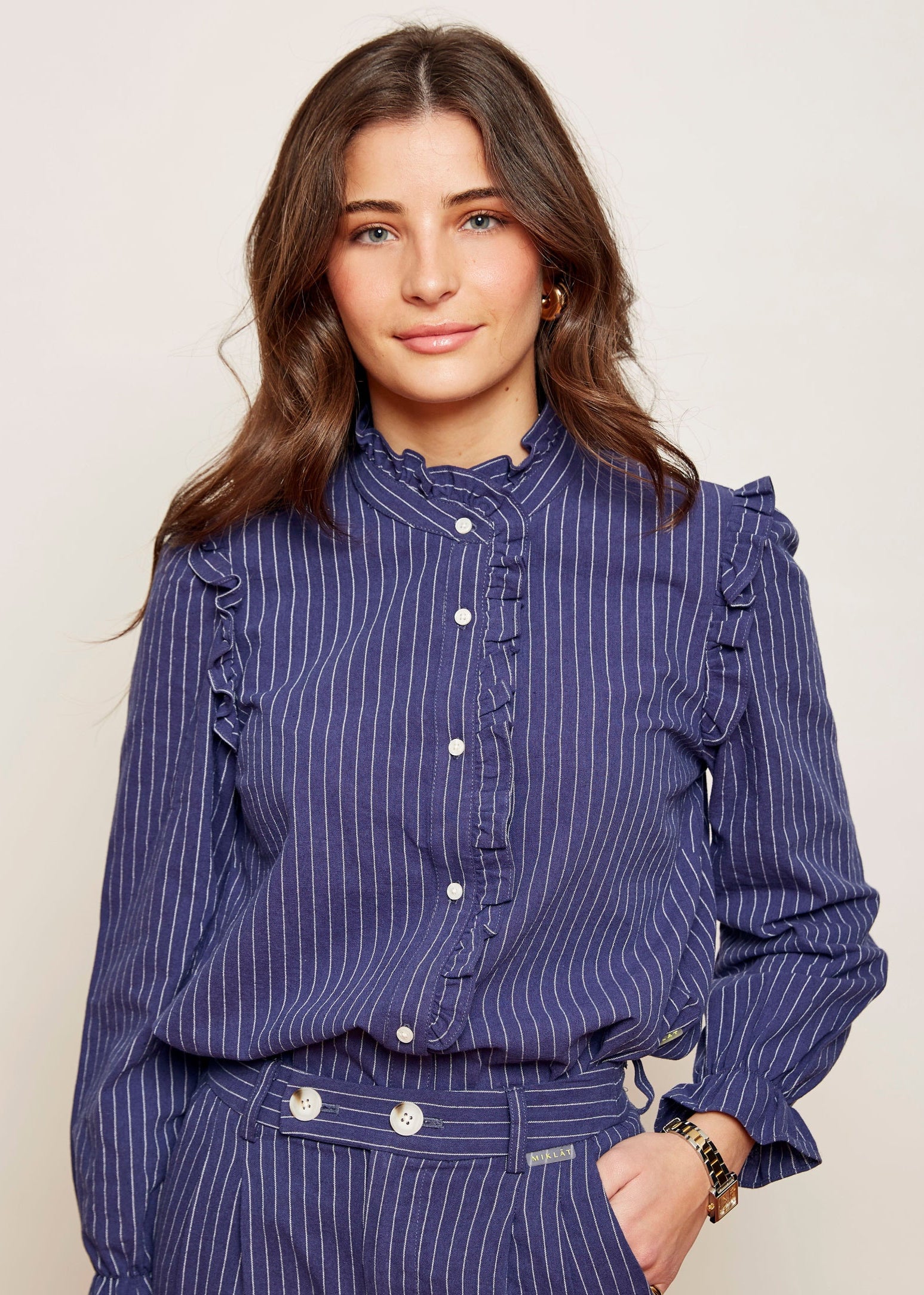 Blusa rayas marino algodón