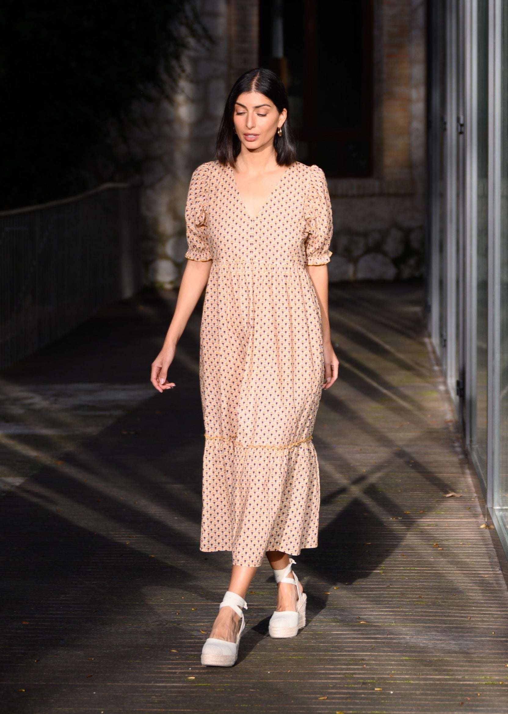 VESTIDO MIDI ALGODÓN MOSAICO