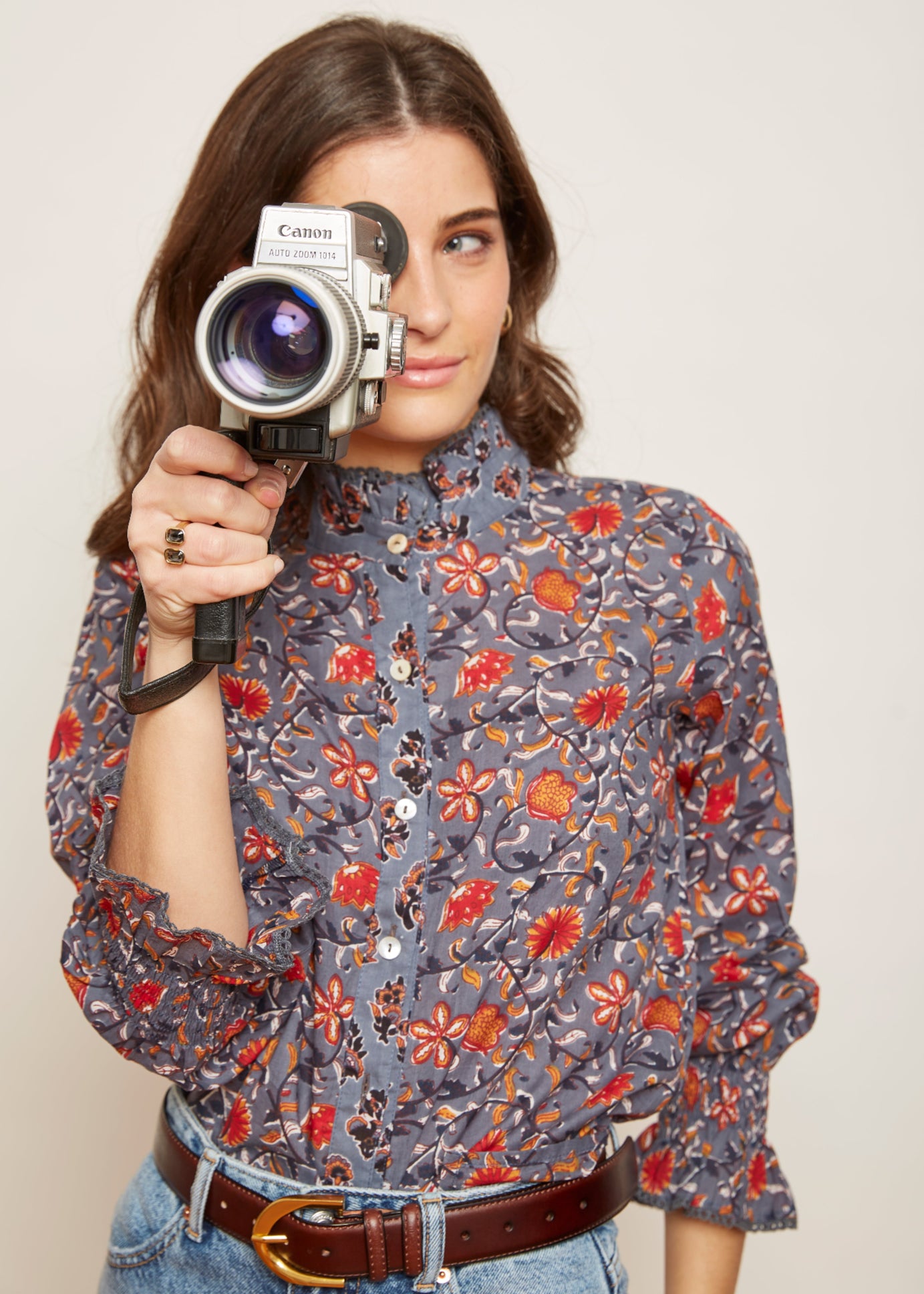 blusa estampado floral azul