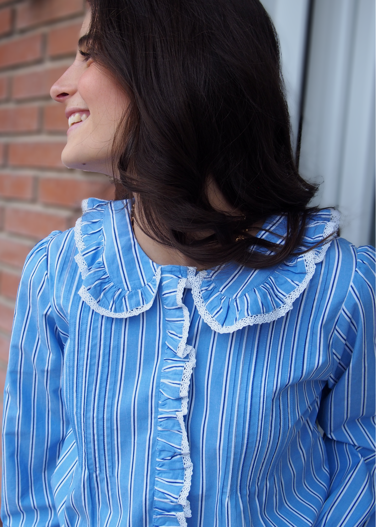 blusa rayas azul algodón