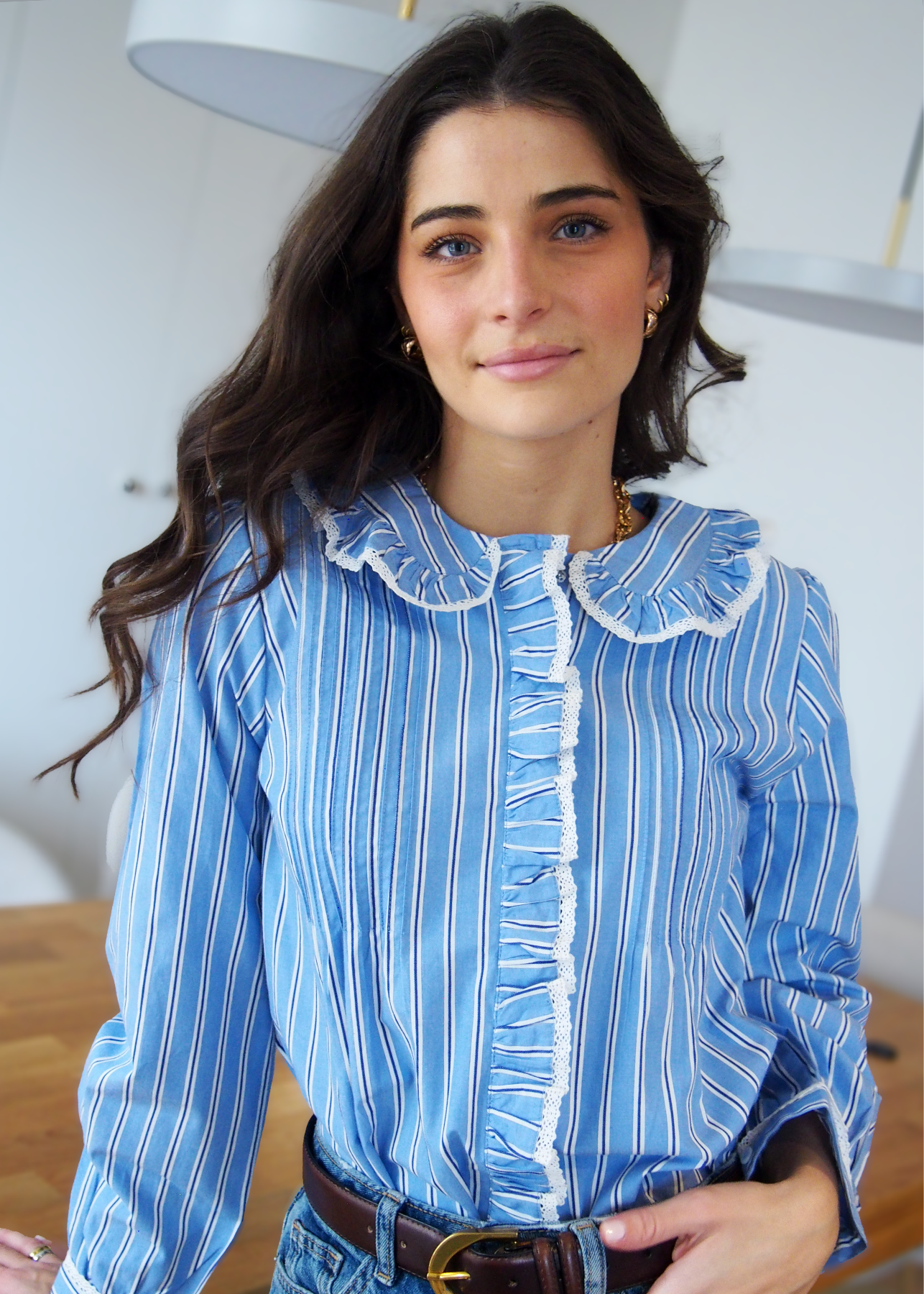 blusa rayas cuello bebe