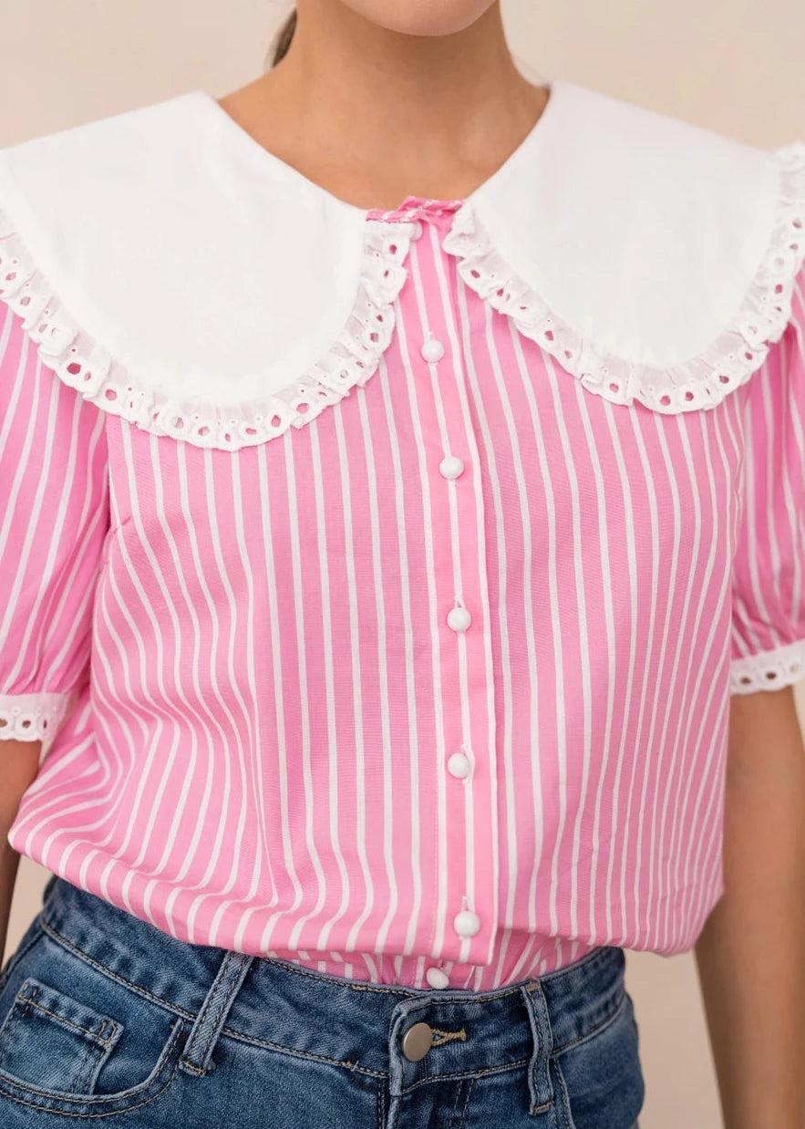 blusa rayas rosas cuello