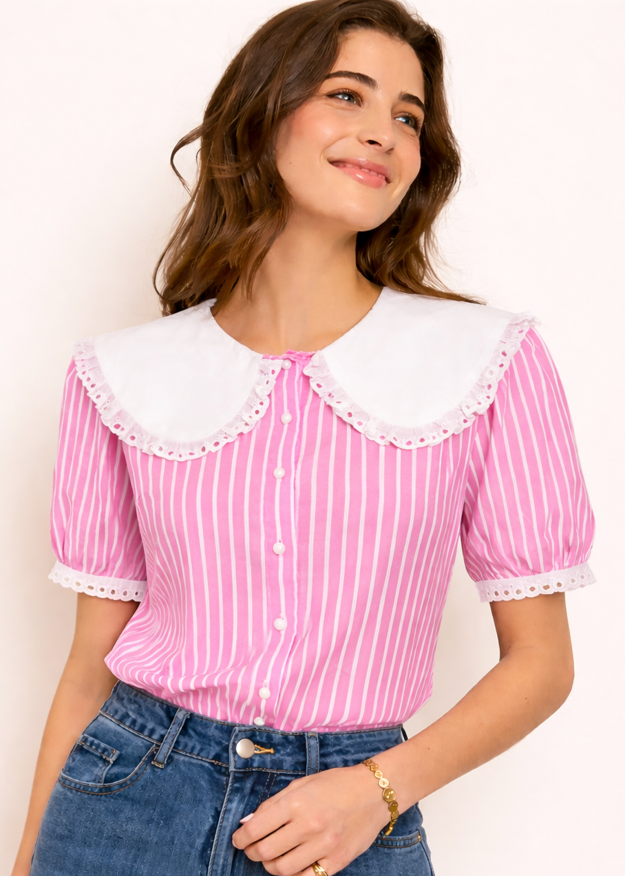 blusa rosa rayas miklat