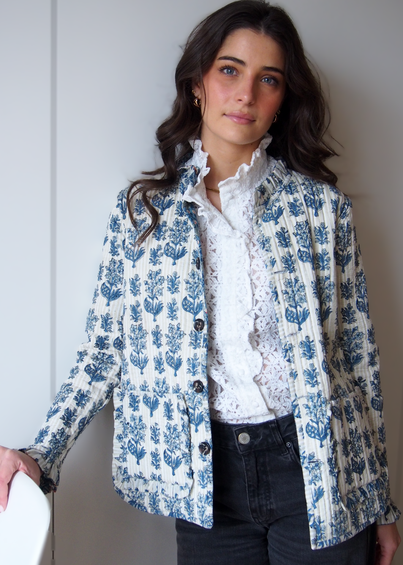 chaqueta acolchada reversible azul