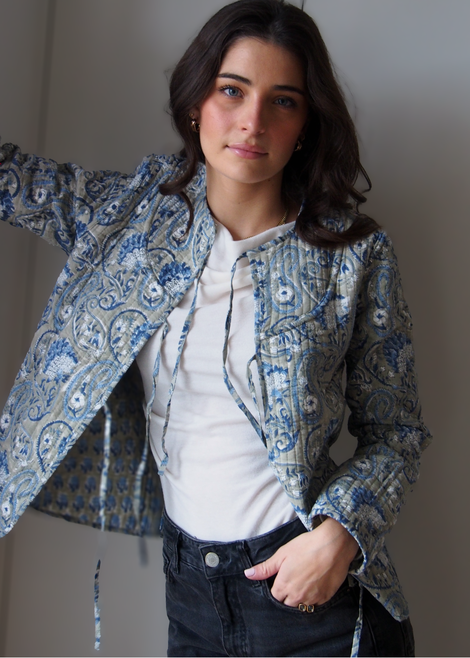 chaqueta acolchada reversible kaki