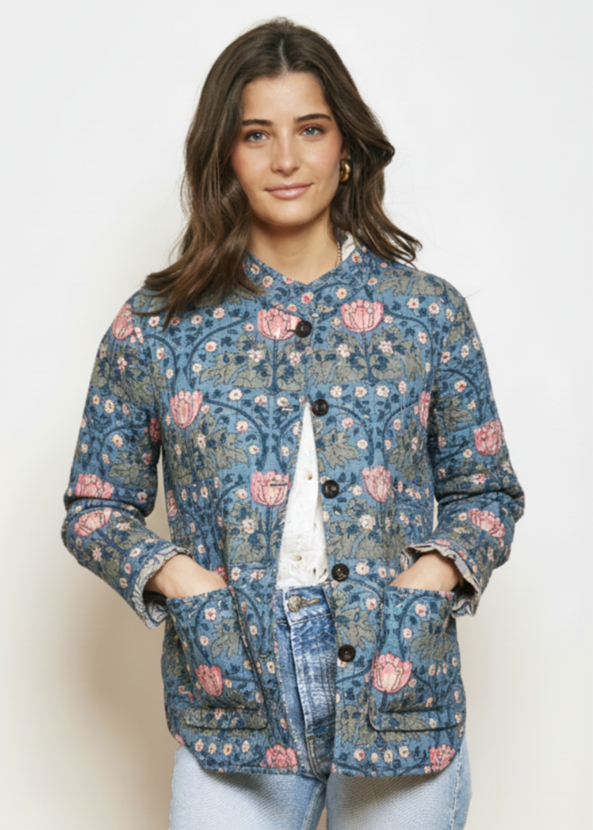 chaqueta floral algodón reversible