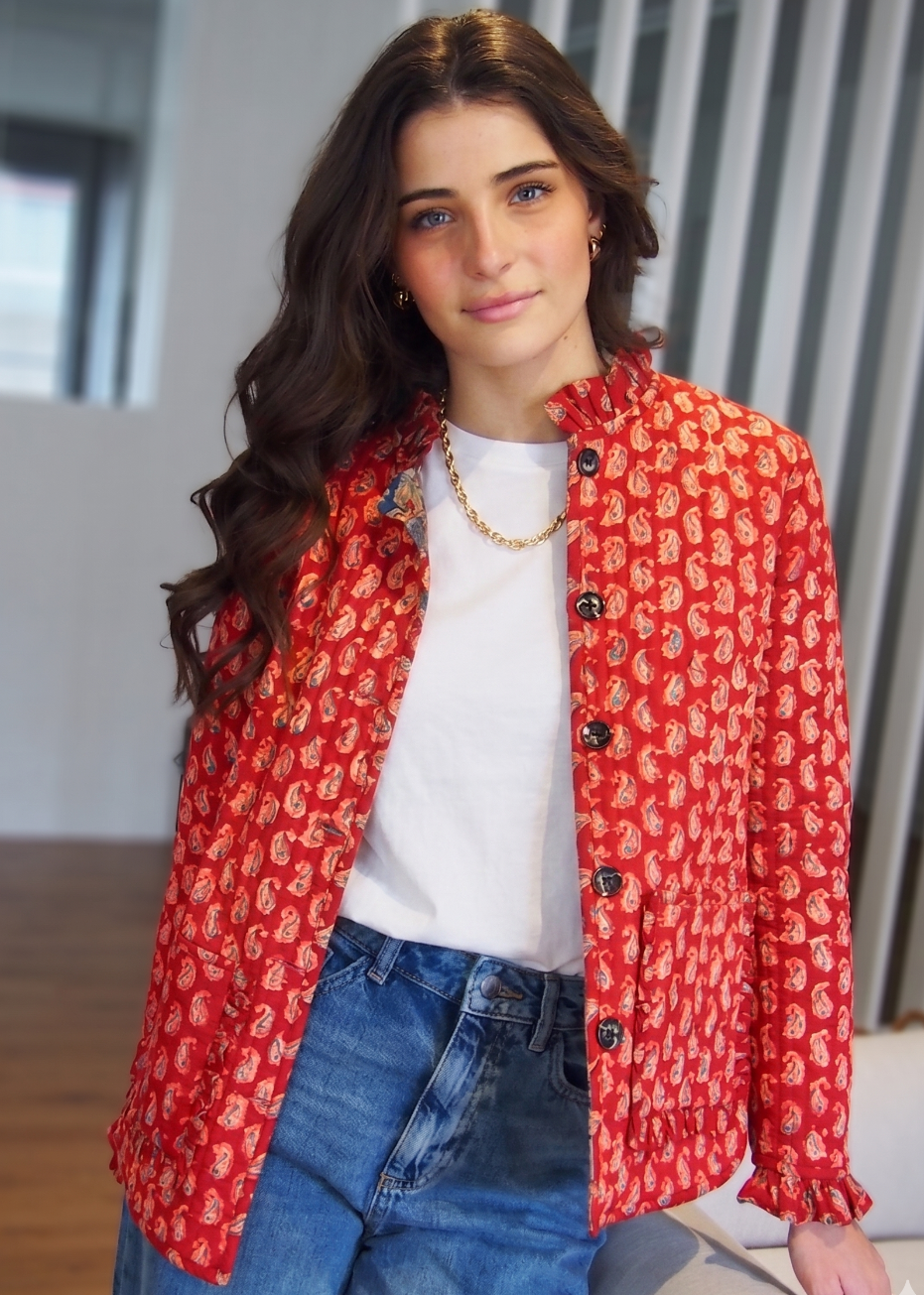 chaqueta reversible acolchada rojo