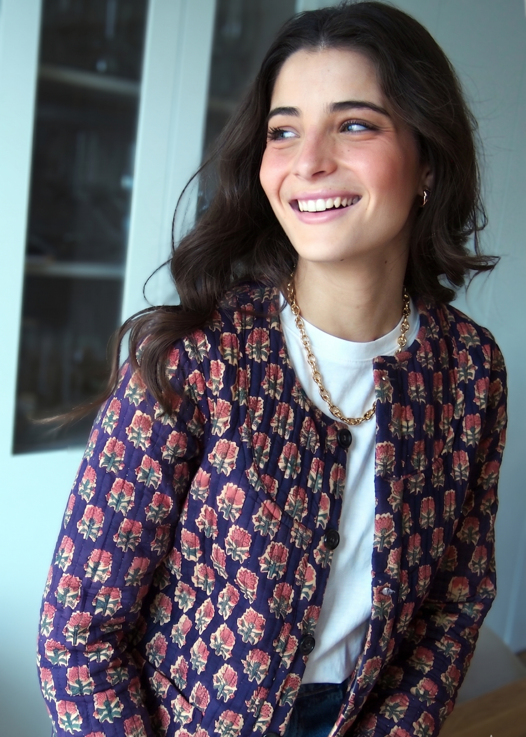 chaqueta reversible flores india