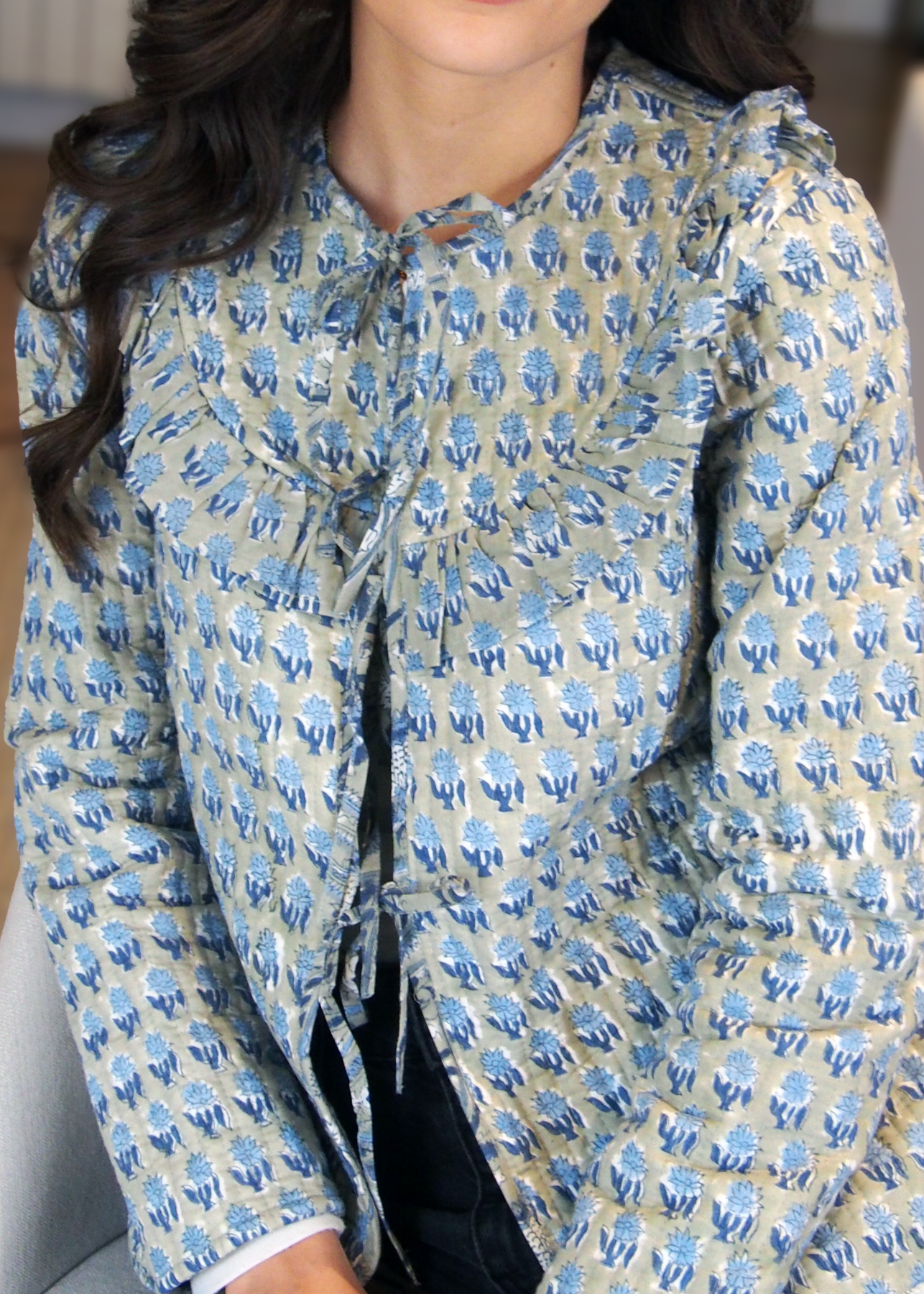 chaqueta reversible kaki detalle