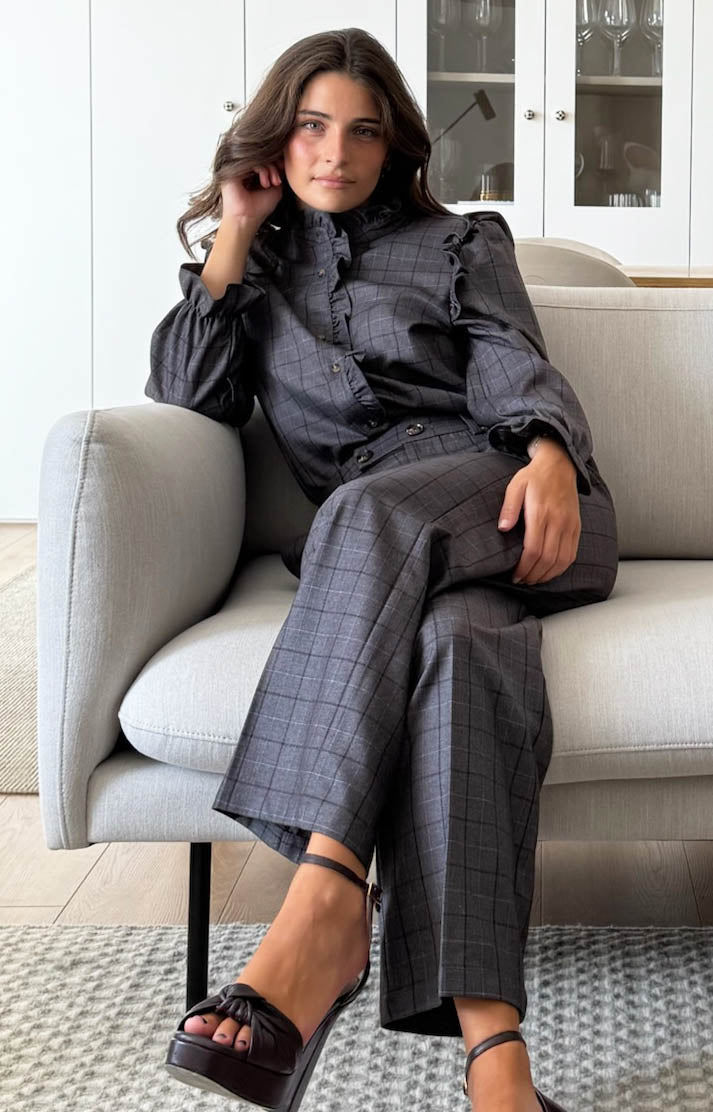 PANTALÓN PLAID CUADROS GRISES