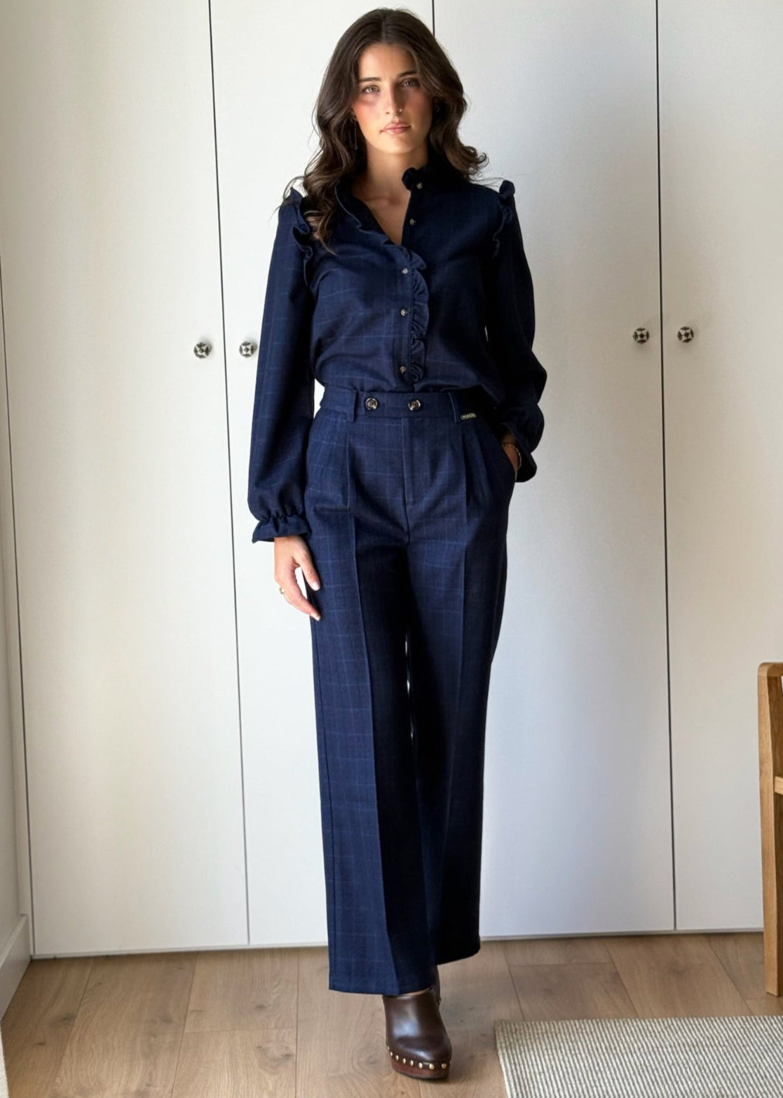 pantalon plaid azul cuadros
