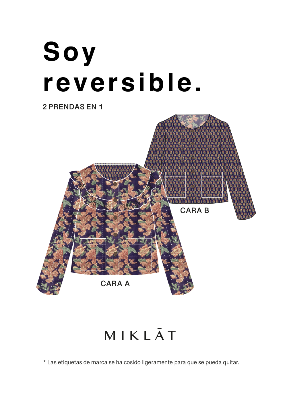soy reversible chaqueta flores